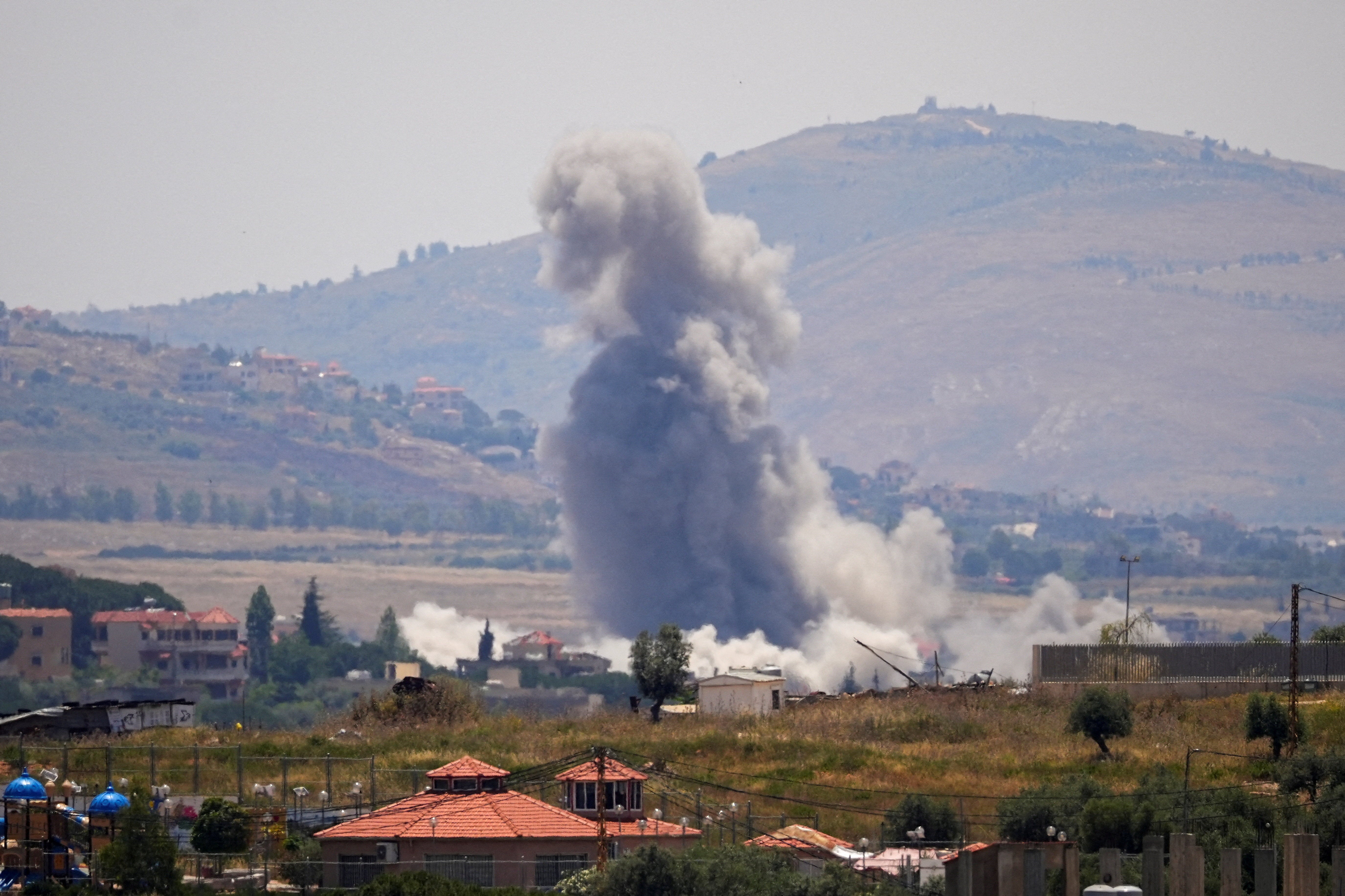 Smoke billows from southern Lebanon, following Israeli strikes, as seen from Nabatieh, Lebanon (Reuters)