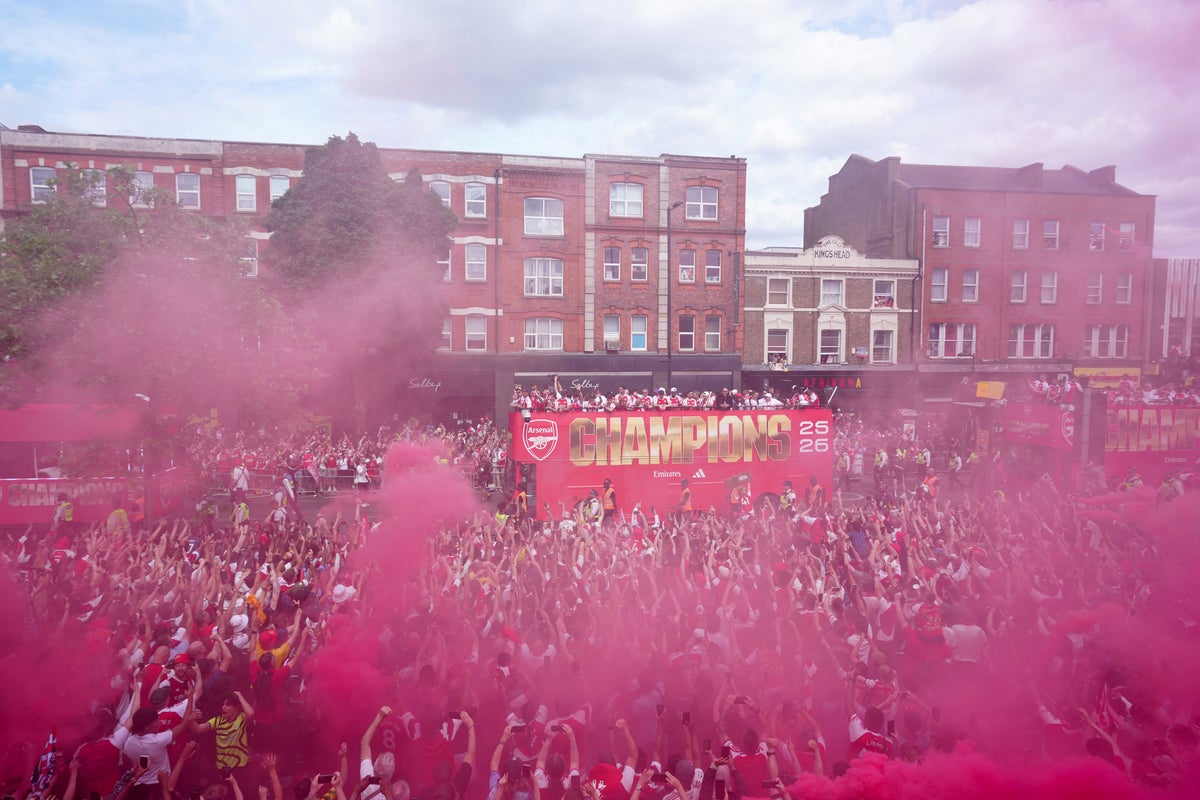 Thousands line the streets of North London for Arsenal trophy parade