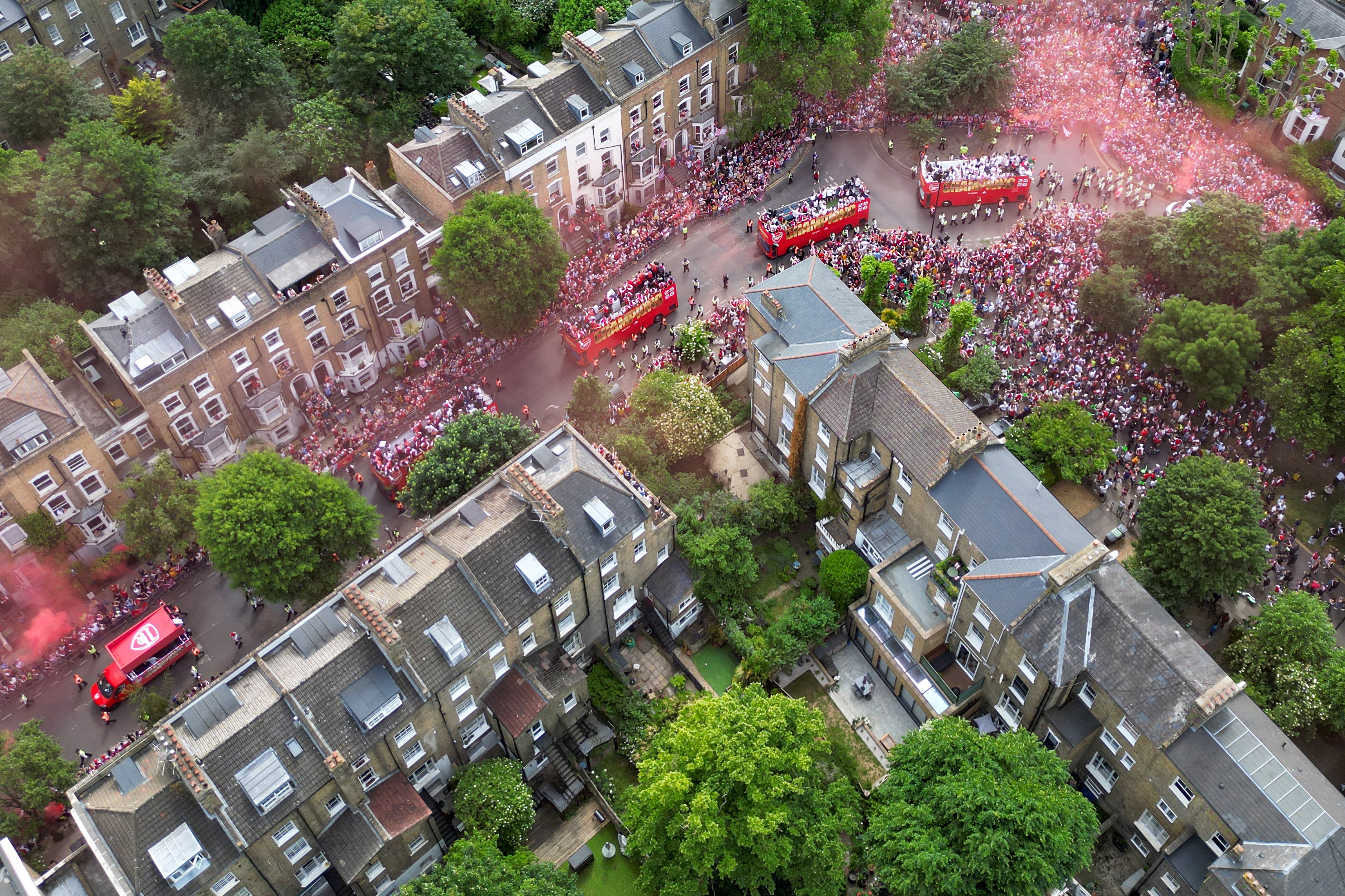 Arsenal fans flooded the north London streets (AFP/Getty)