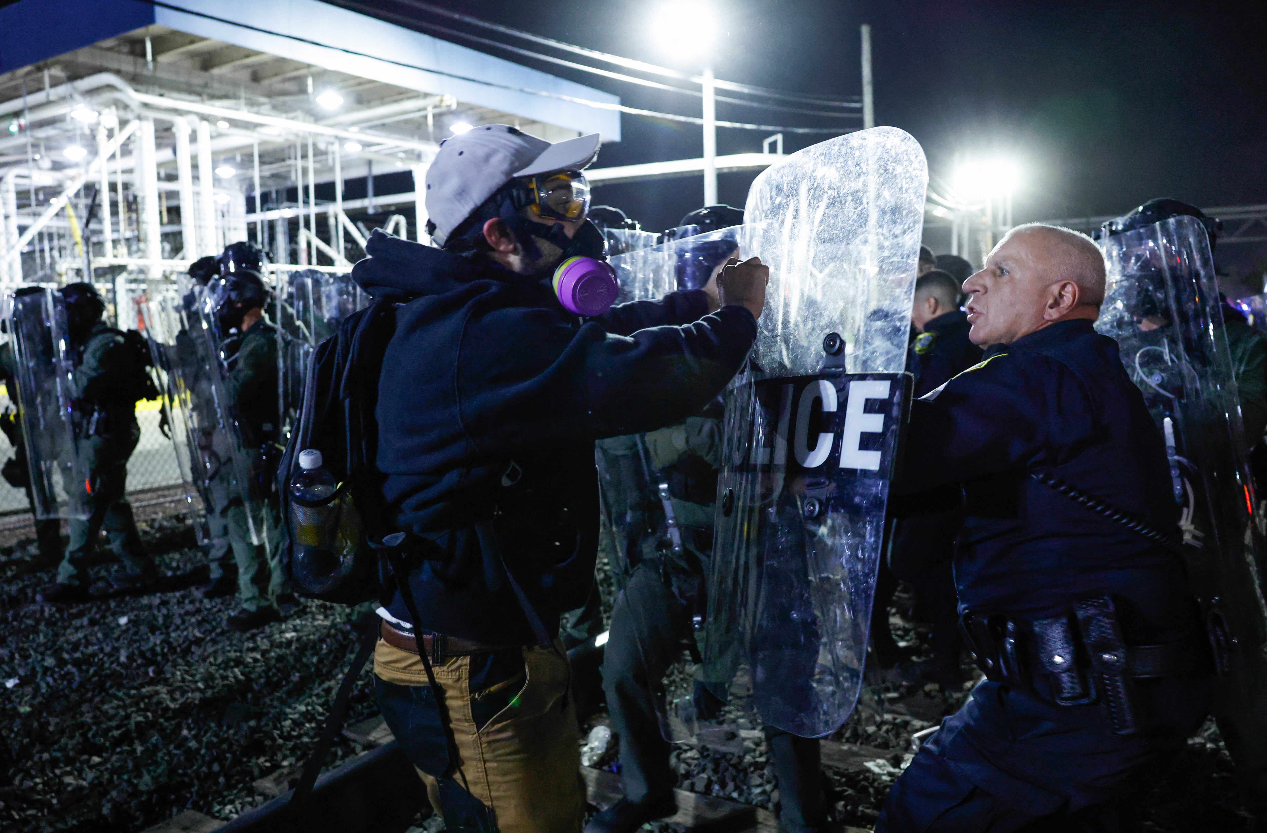 New Jersey state police on Friday relieved federal immigration enforcement agents who had been facing off against protestors at the facility for days