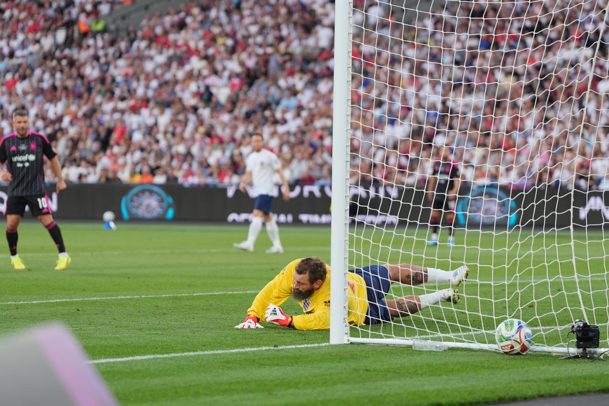 Soccer Aid LIVE: Tim Cahill beats Angry Ginge to header as World XI pull two goals back against England