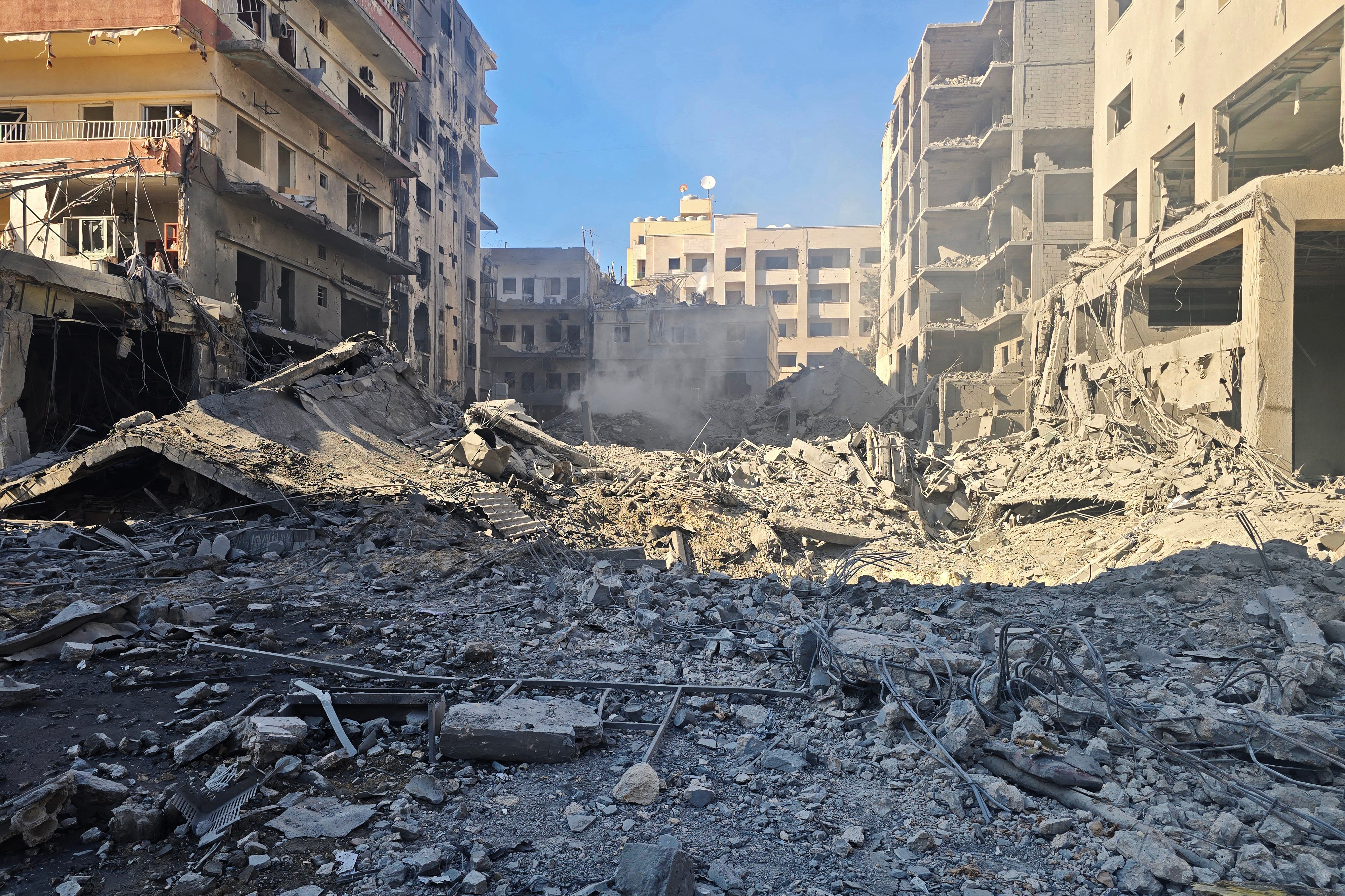 Rubble of a destroyed building is pictured at the site of an Israeli strike in the southern Lebanese city of Tyre on May 31, 2026