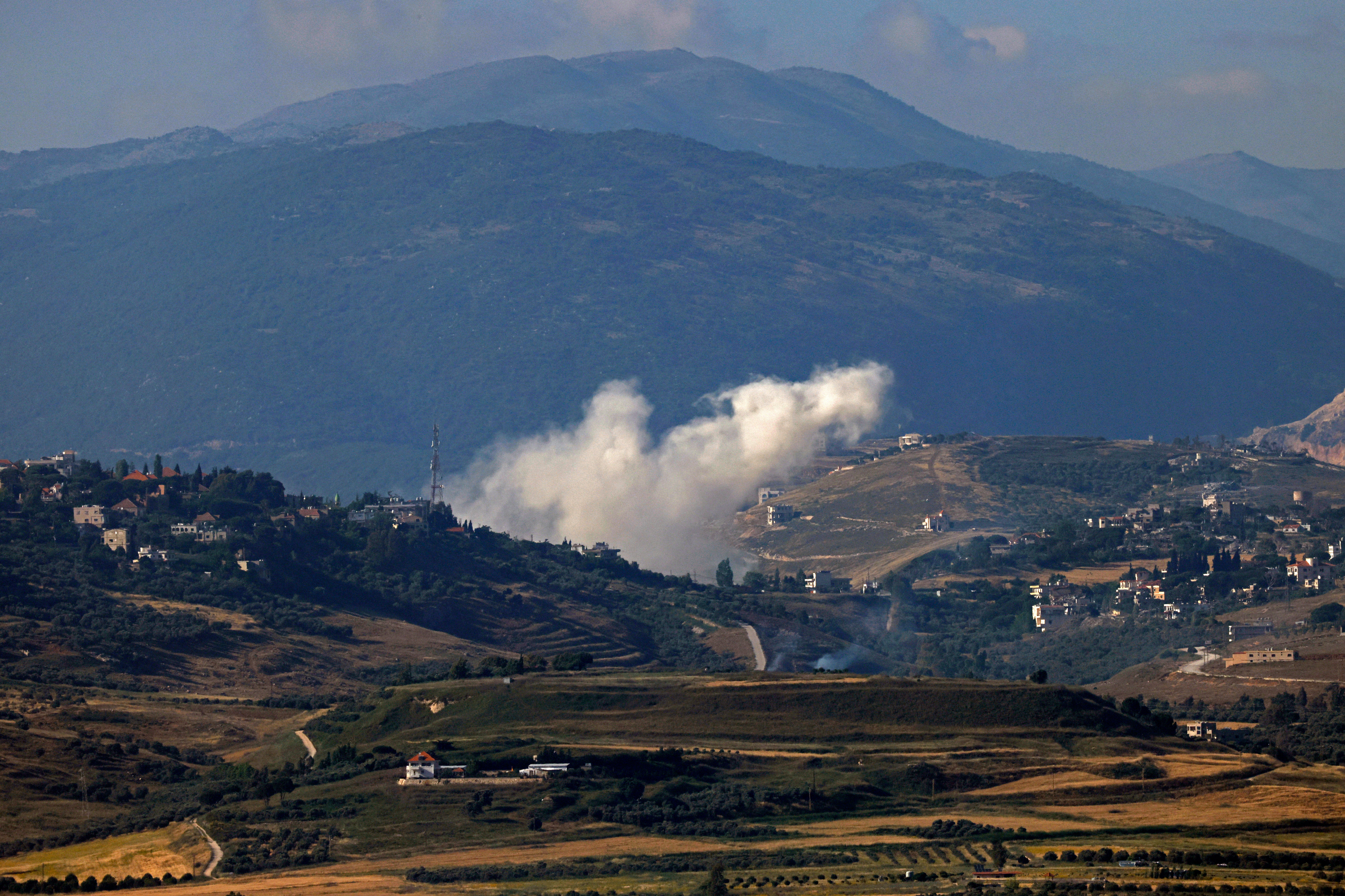 Smoke rises following Israeli bombardment in southern Lebanon as seen from a position across the border in the Upper Galilee in northern Israel on May 31, 2026