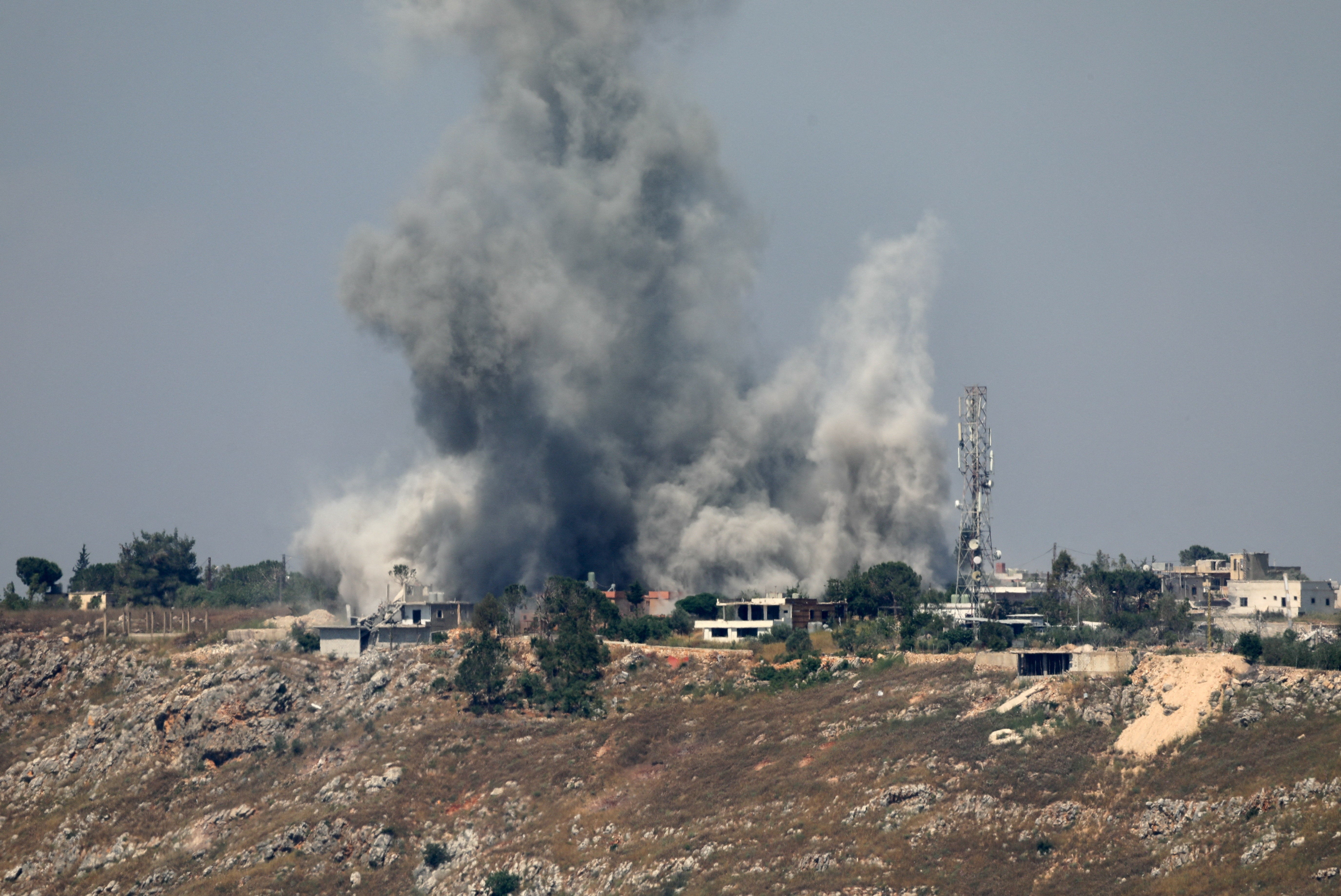 Smoke billows from southern Lebanon following an Israeli strike, as seen from Marjayoun, Lebanon, June 1, 2026. (Reuters)