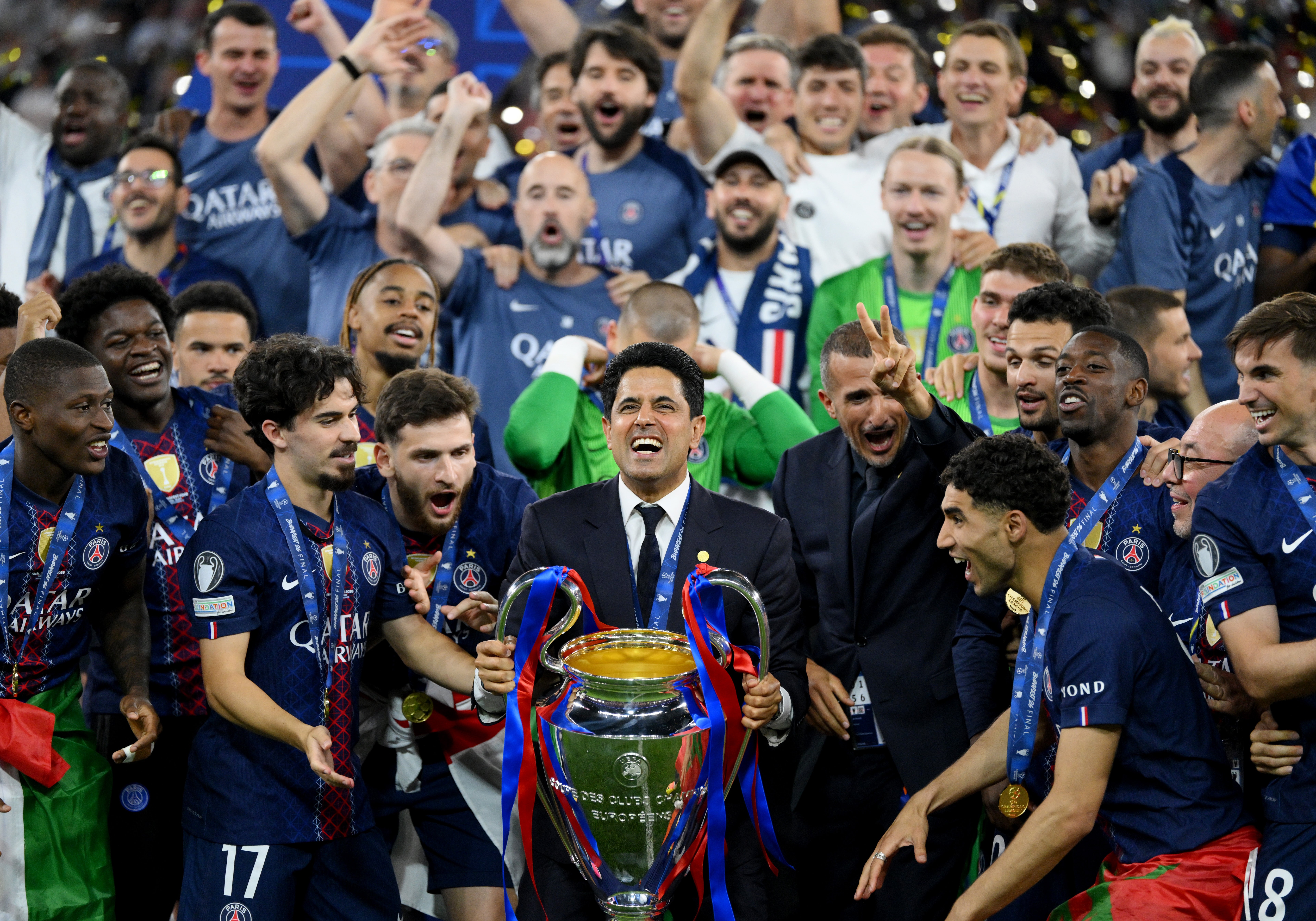 Paris Saint-Germain president Nasser Al-Khelaifi has been mooted as a possible challenger to Gianni Infantino (Getty)