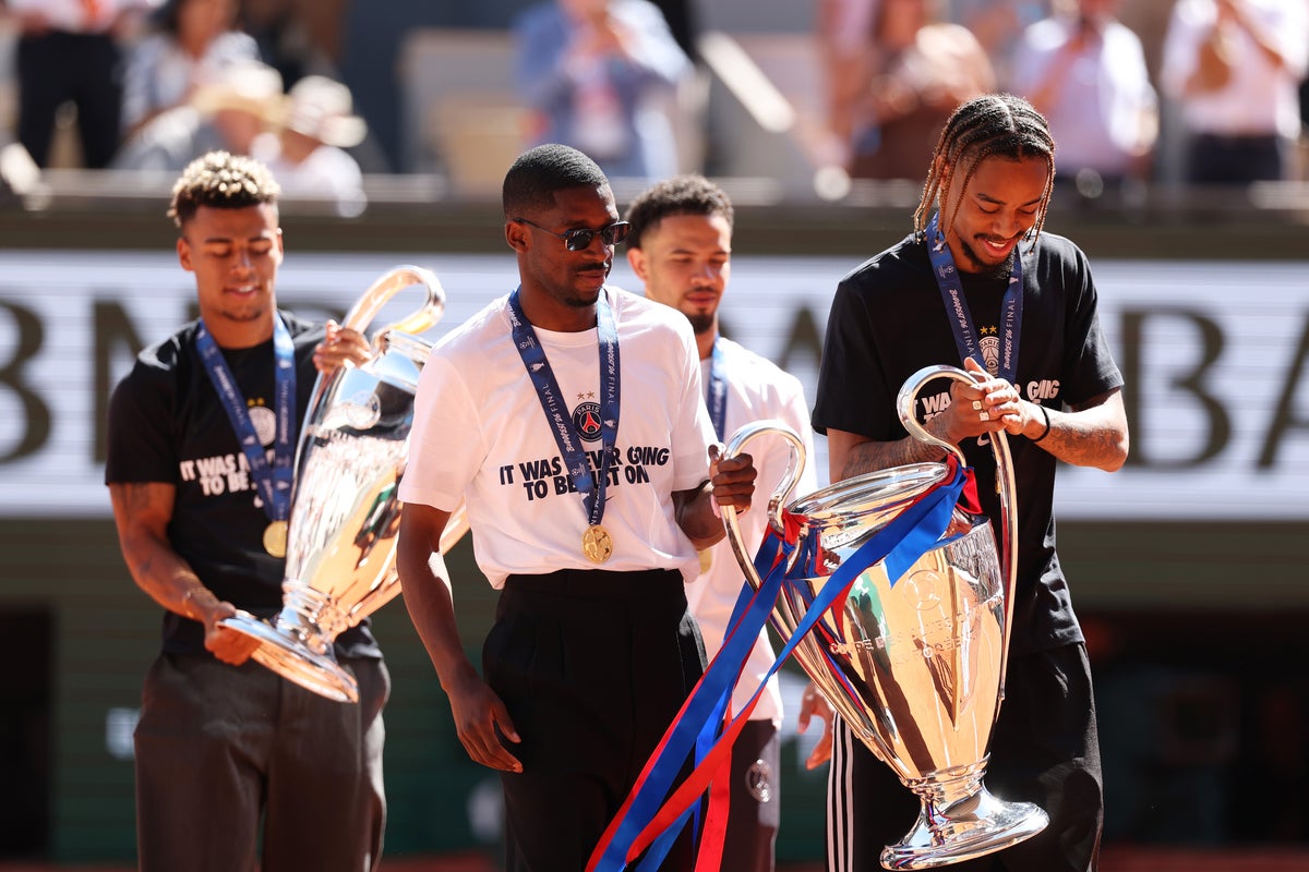 PSG stars show off back-to-back Champions League titles to French Open crowd