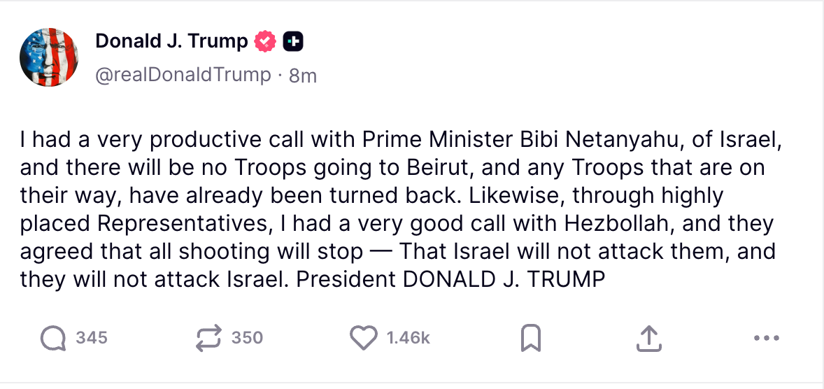  (Donald J. Trump /TruthSocial)