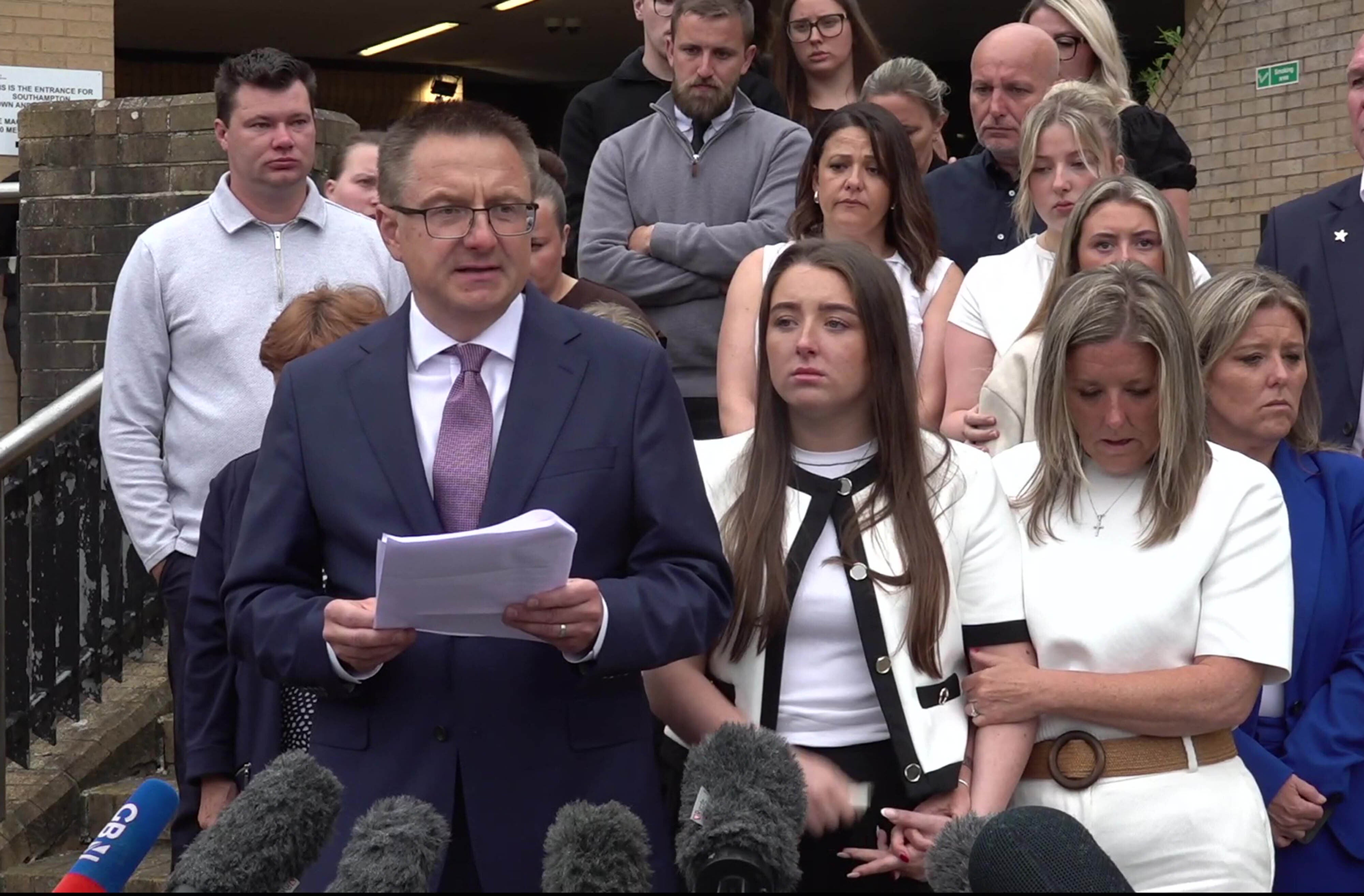 Nowak’s father Mark speaking to the media outside Southampton Crown Court