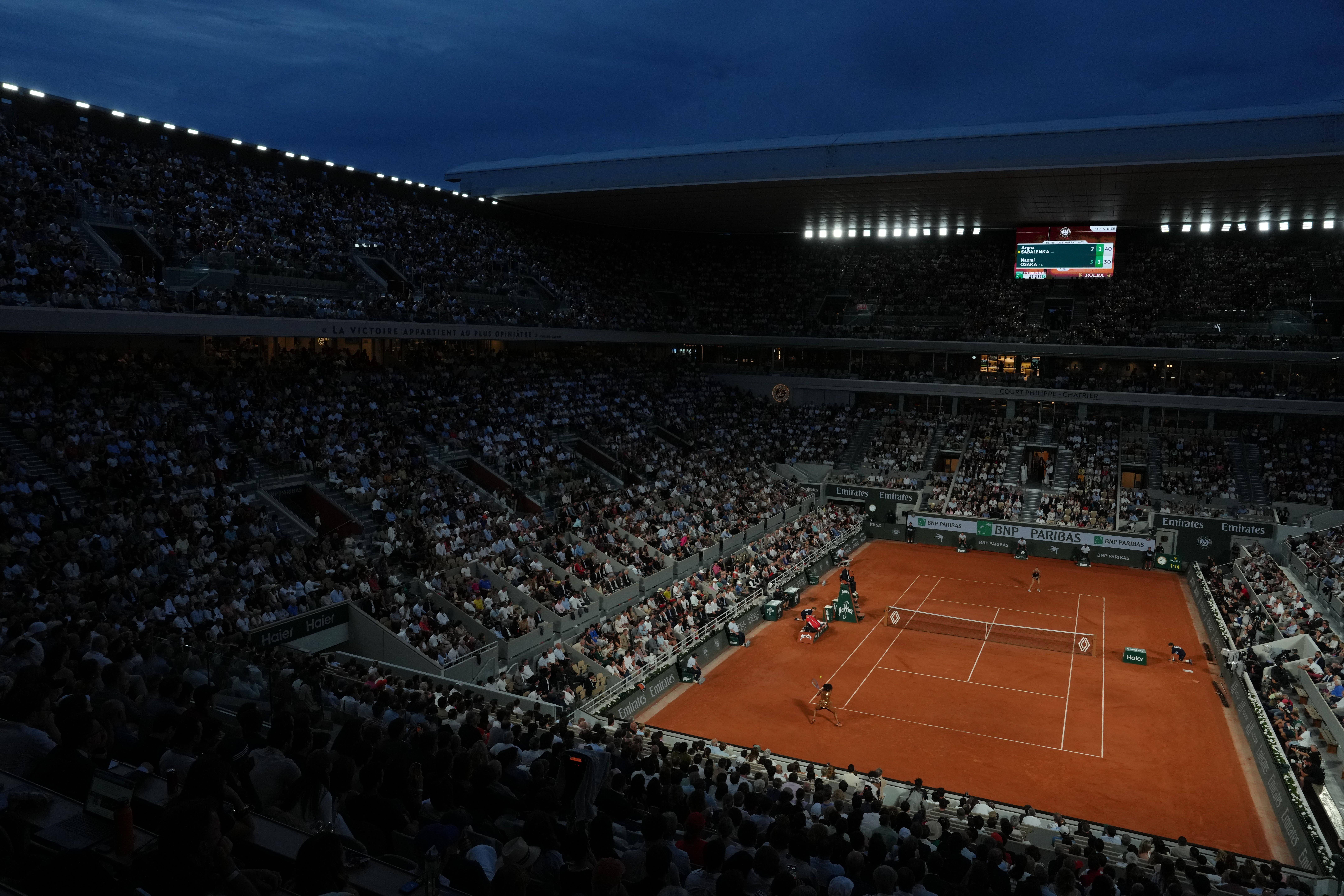Aryna Sabalenka and Naomi Osaka played in the night session (Aurelien Morissard/AP) (AP)