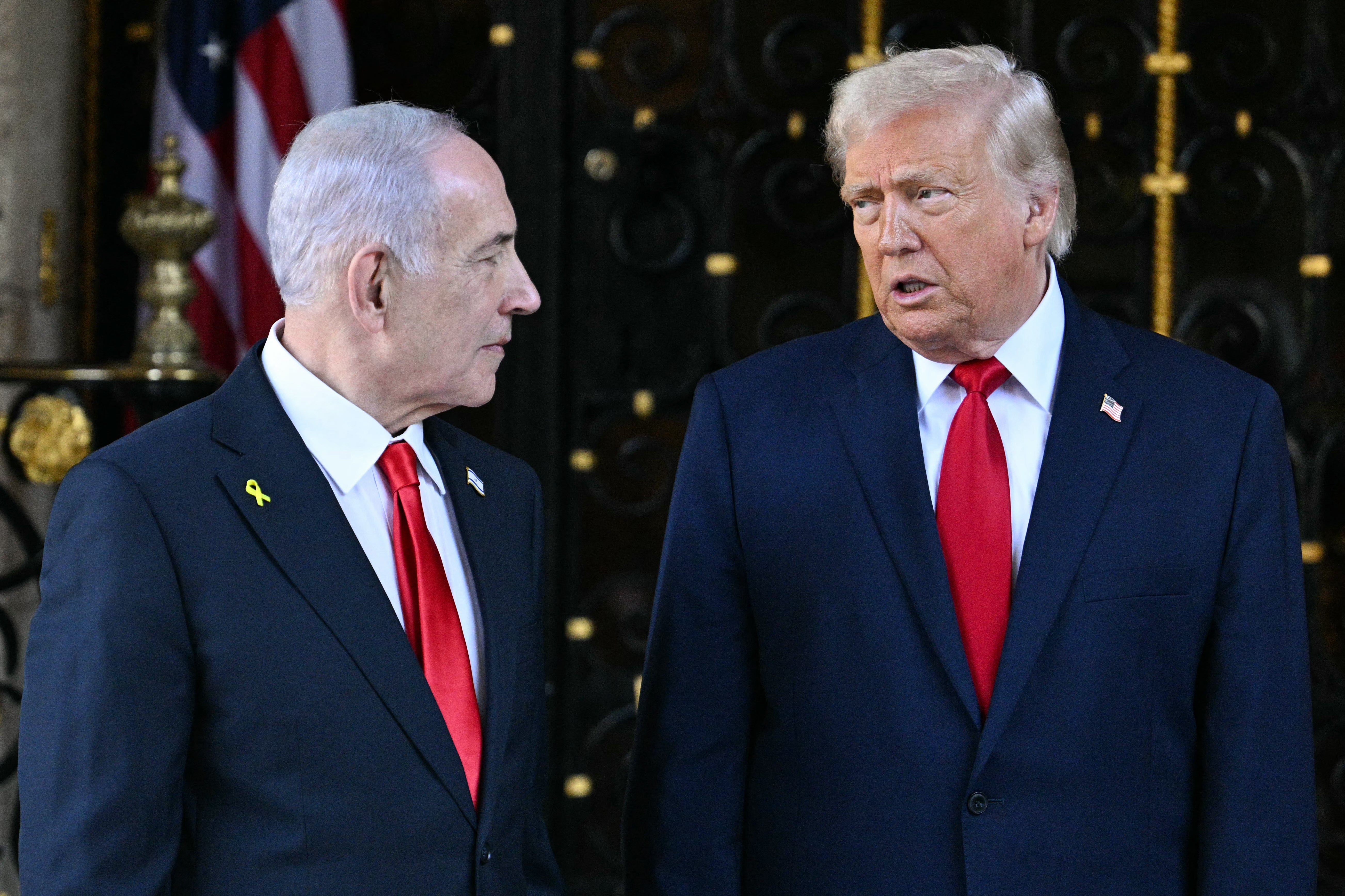 Donald Trump greets Israeli Prime Minister Benjamin Netanyahu (AFP/Getty)