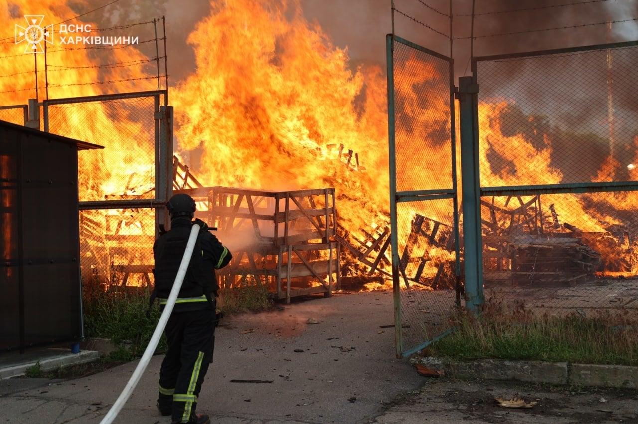 Russia launched a devastating series of strikes on Ukraine , including here in the Kharkiv region (Ukrainian Emergency Service)