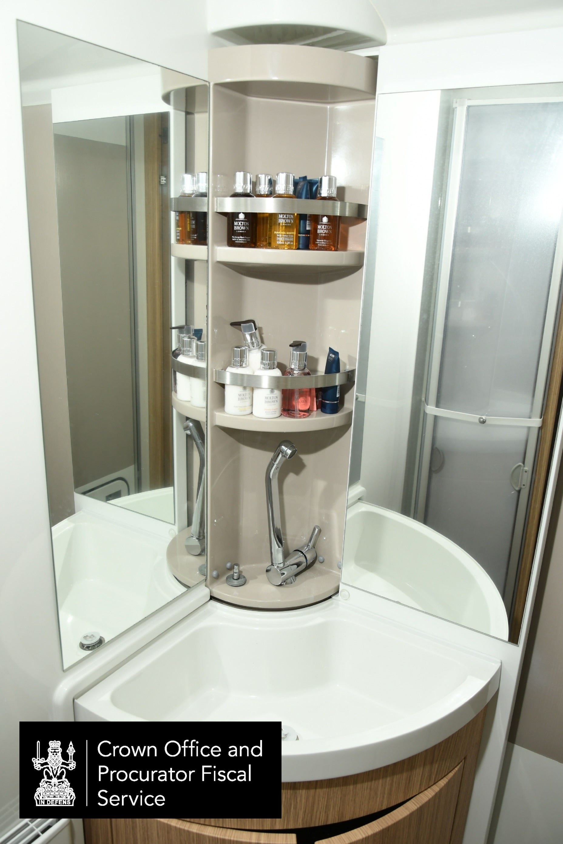 Molton Brown toiletries in the bathroom of a motorhome (Crown Office)