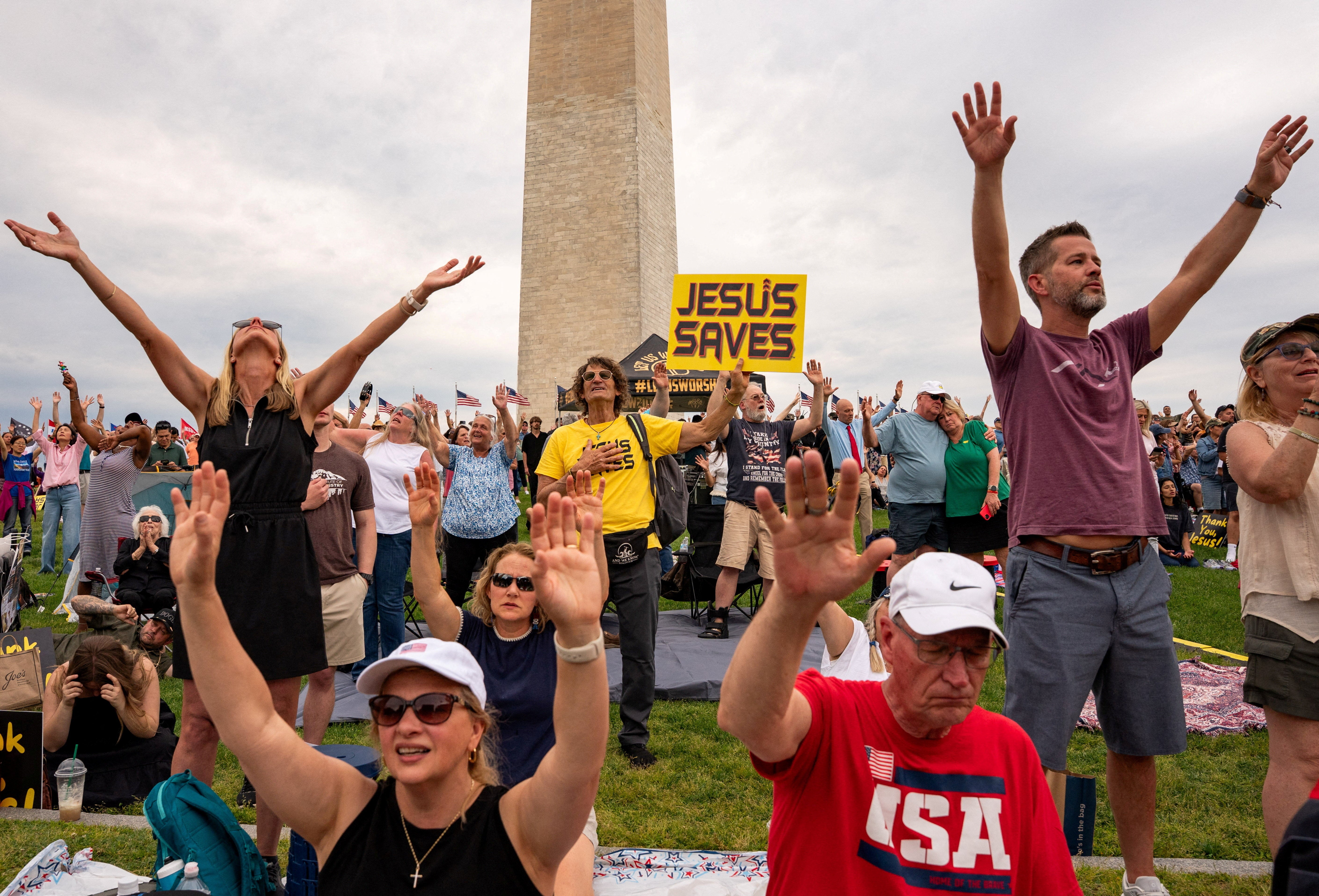 Rededicate 250 continued as planned despite the fuel spillage with video statements from President Trump and Secretary of State Marco Rubio, speeches from religious leaders and performances from Christian musicians (Reuters)