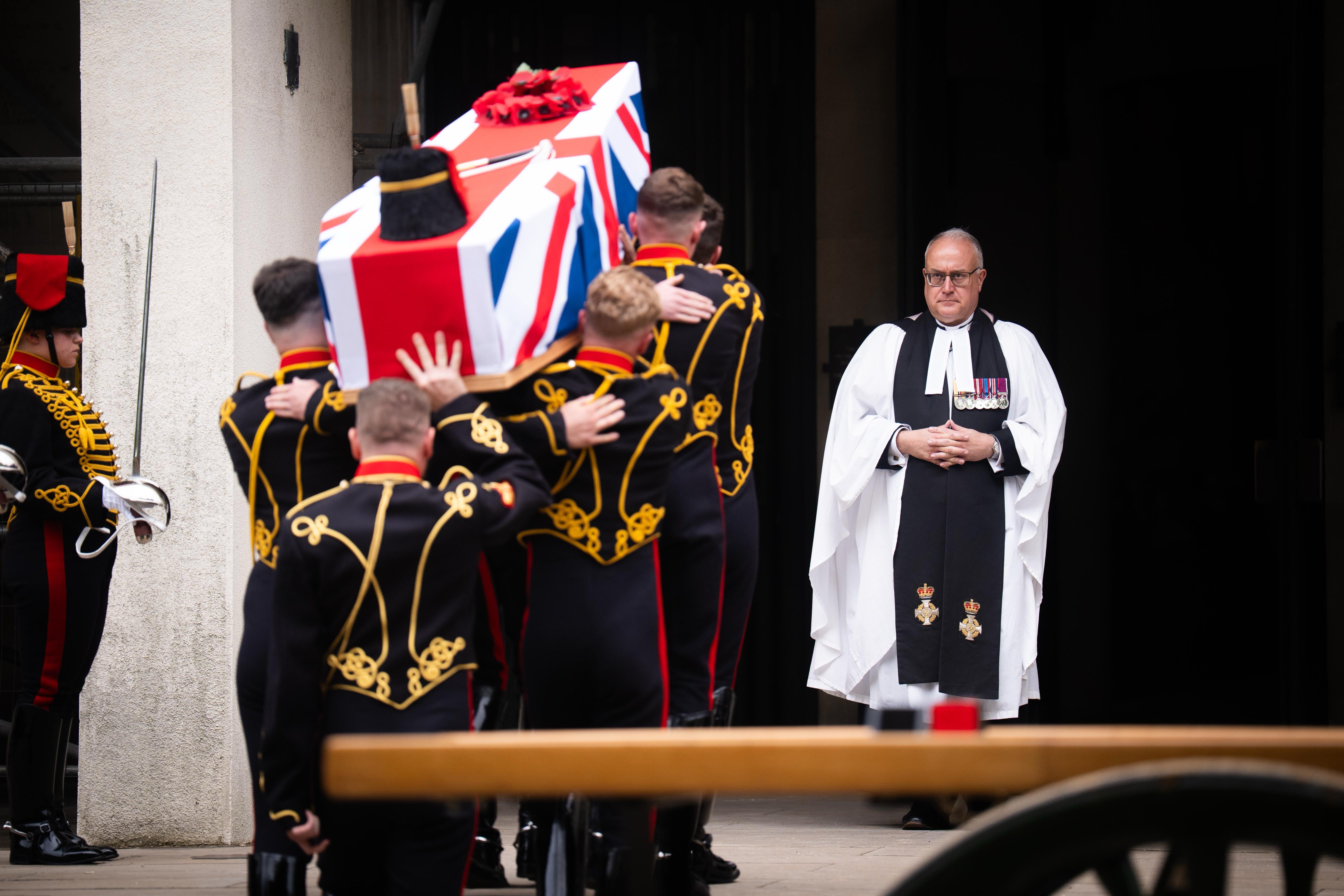 The funeral was held at The Guards’ Chapel, Wellington Barracks, in central London (James Manning/PA)