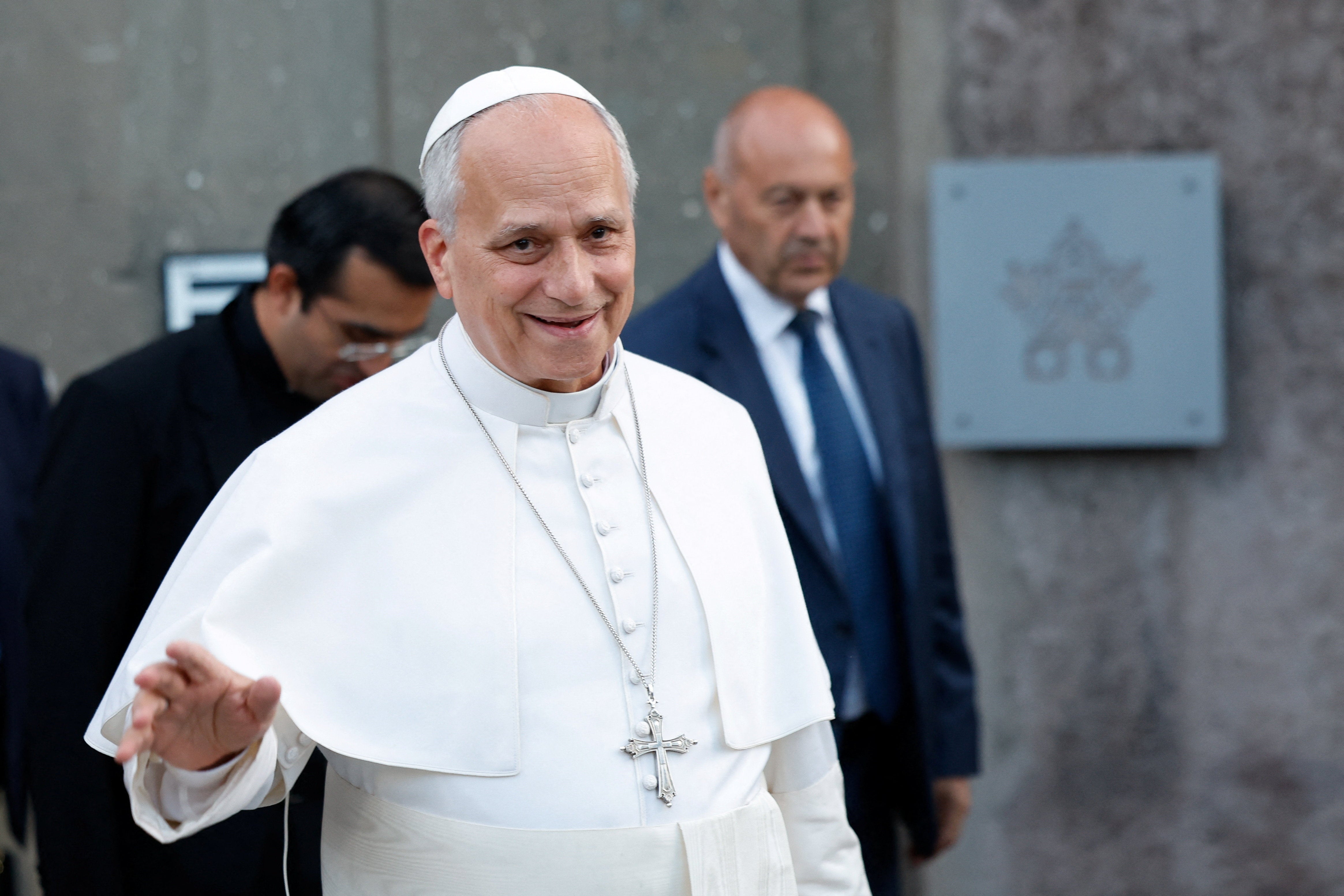Pope Leo XIV had a net favorability of +37, while Trump’s was -17, according to the poll (Reuters)