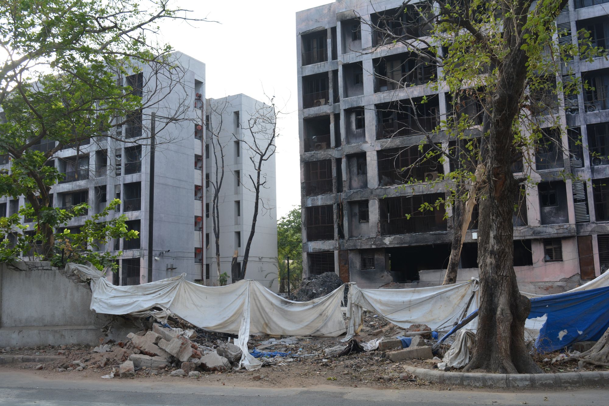 Hostel buildings damaged in the crash remain abandoned