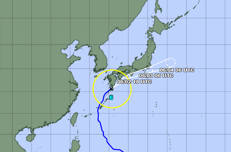 Map shows path of storm Jangmi
