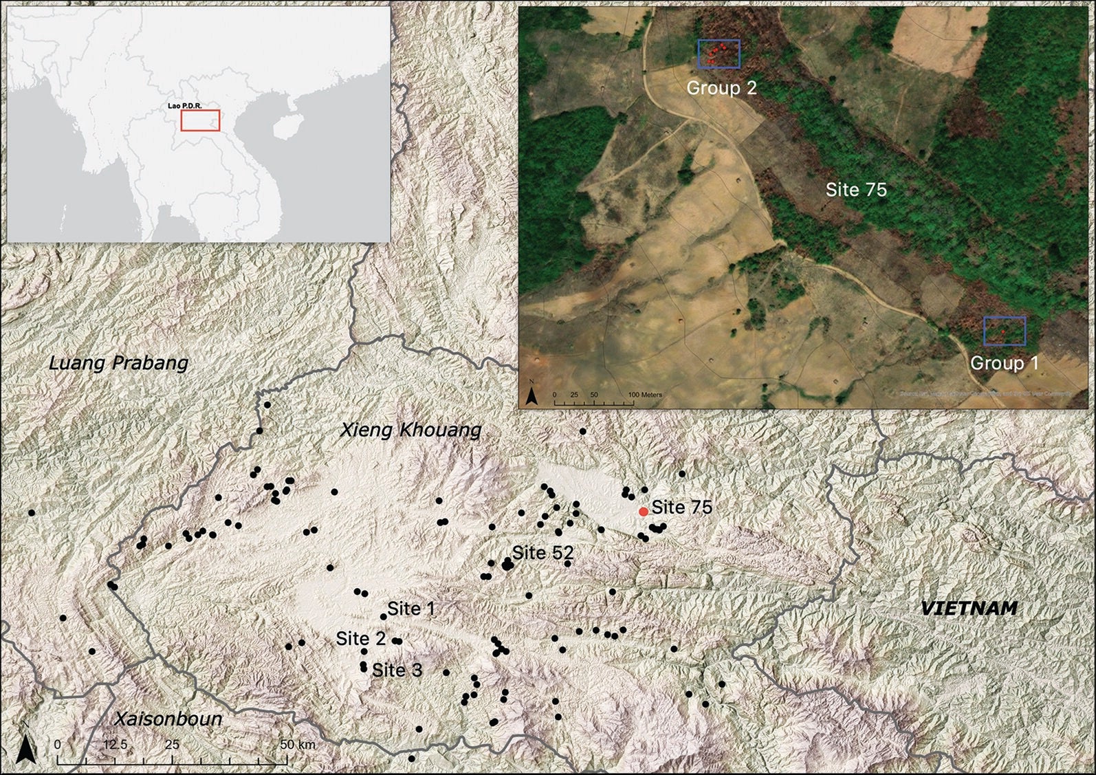 Location of Site 75 in the Xieng Khouang Province of Lao People’s Democratic Republic