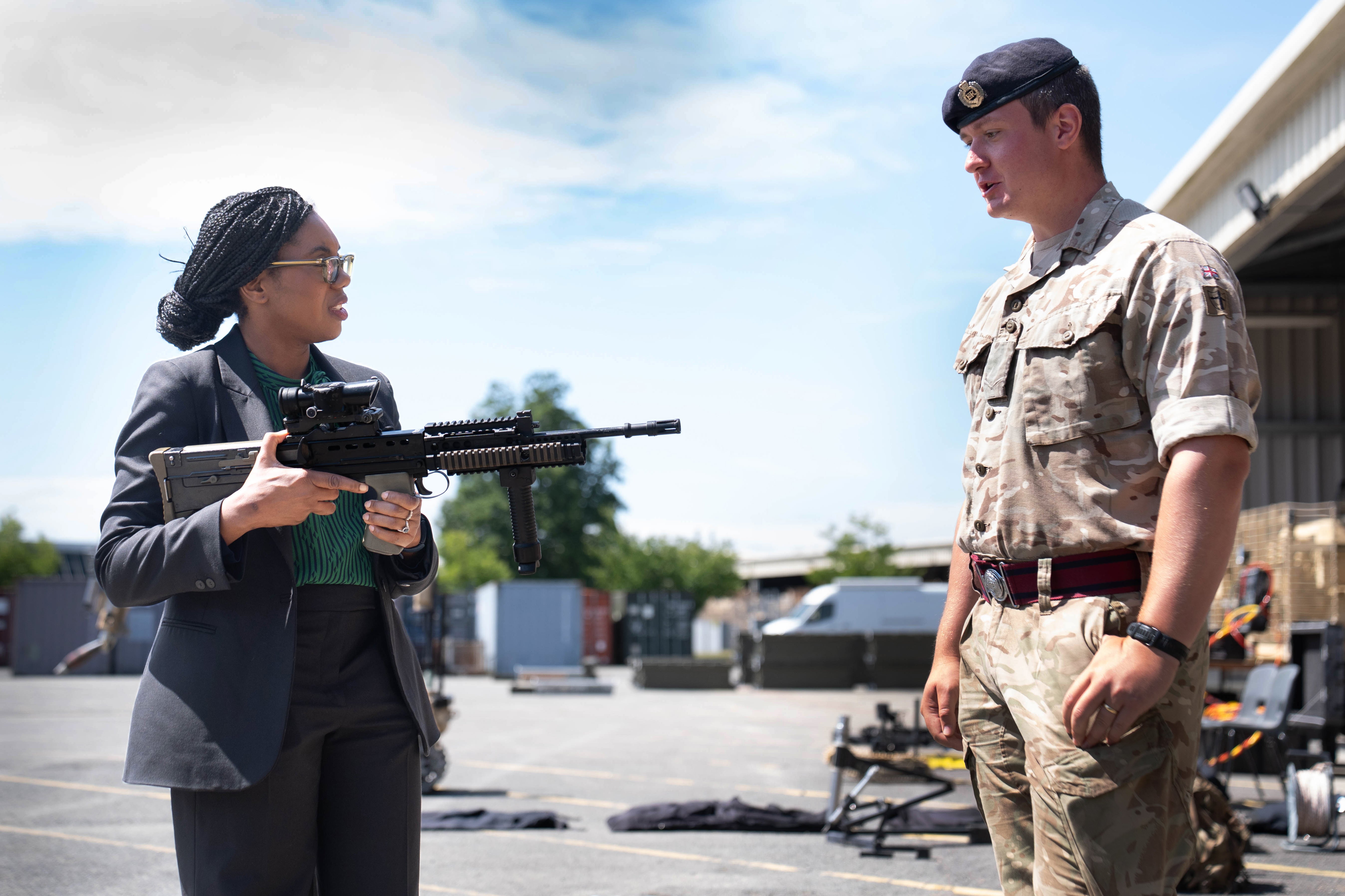 Conservative Party leader Kemi Badenoch during a visit to Carver Barracks in her constituency in Essex (Stefan Rousseau/PA)