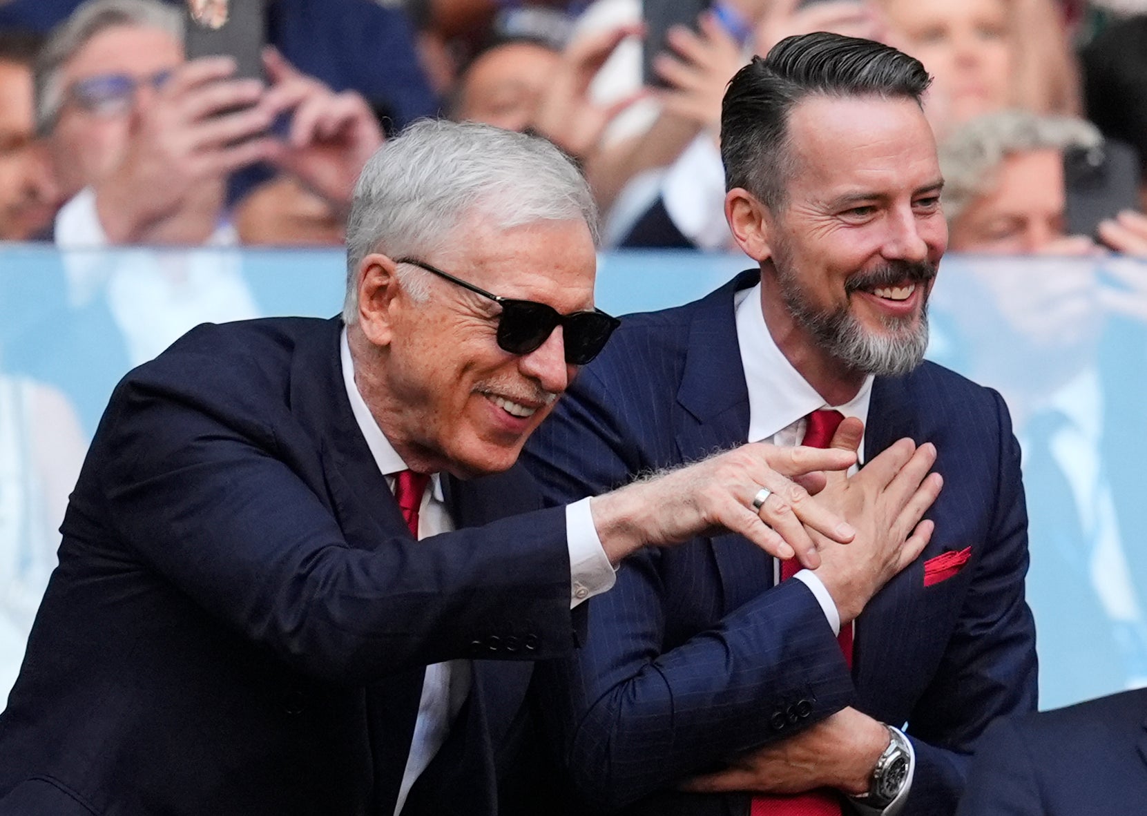 Arsenal owner Stan Kroenke and co-chair Josh Kroenke in the stands before the Champions League final
