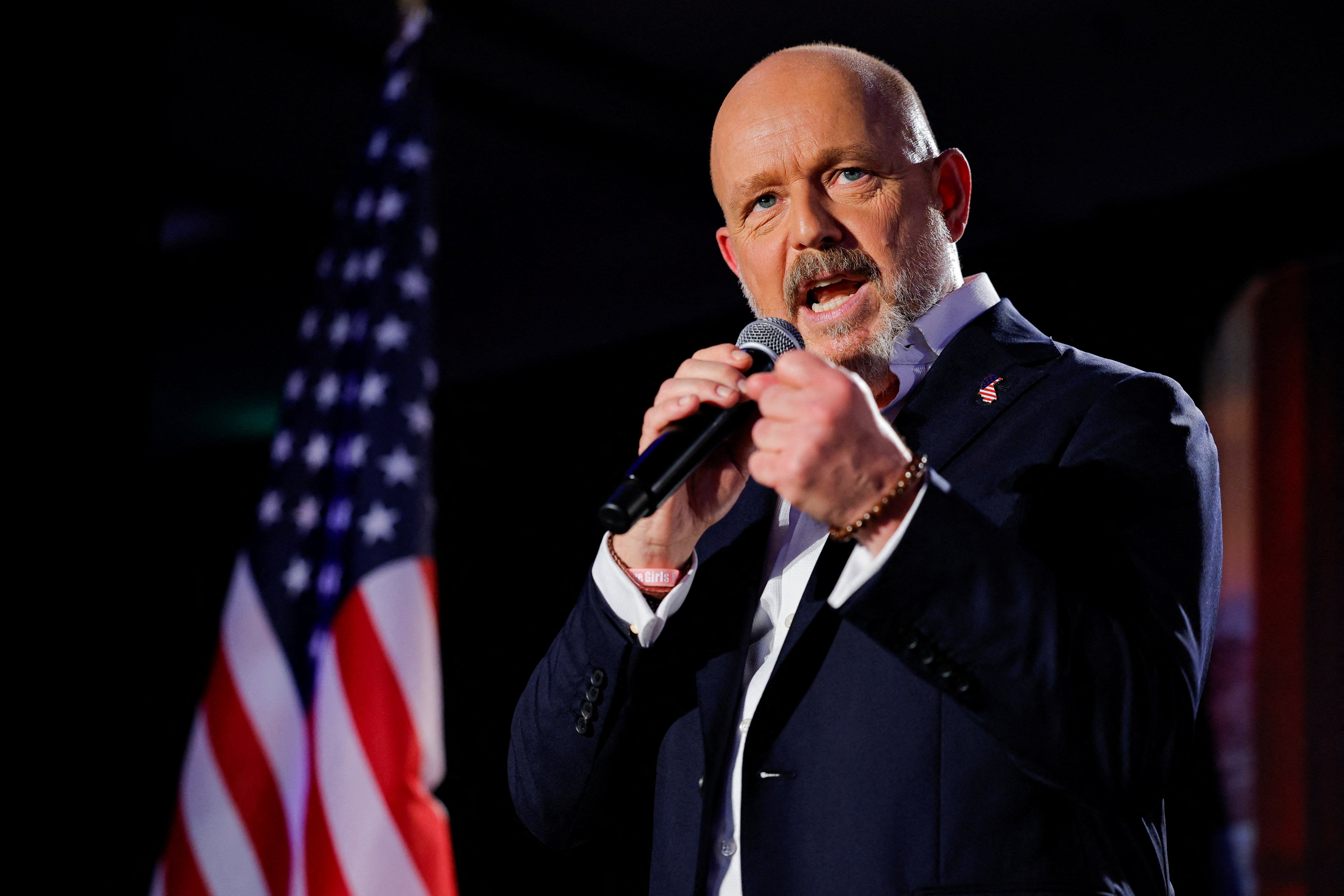 California Republican gubernatorial candidate Steve Hilton speaks during his campaign watch party in Huntington Beach
