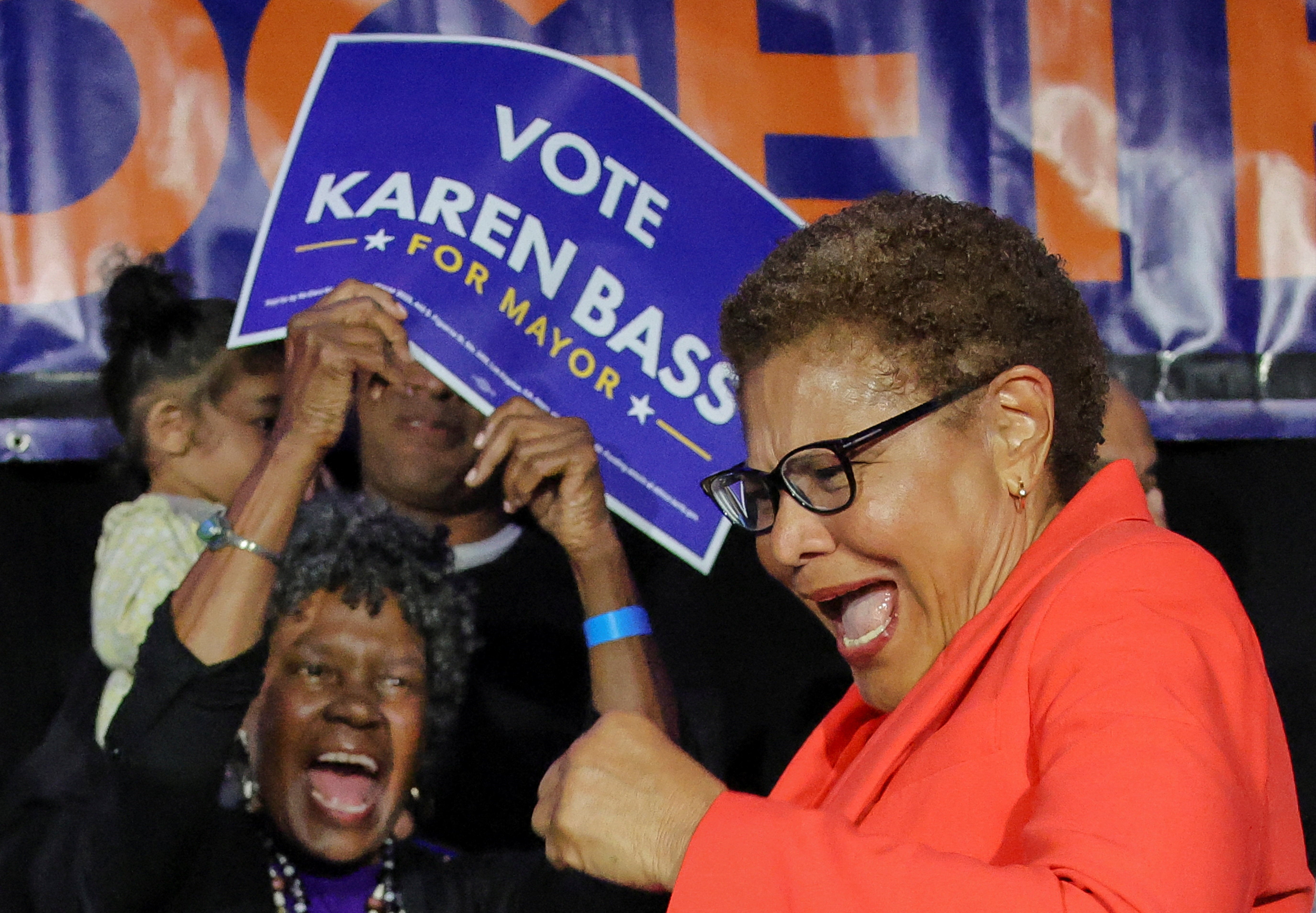 “I appreciate you for standing with me when others doubted me, because you know who I am,” LA Mayor Karen Bass told supporters
