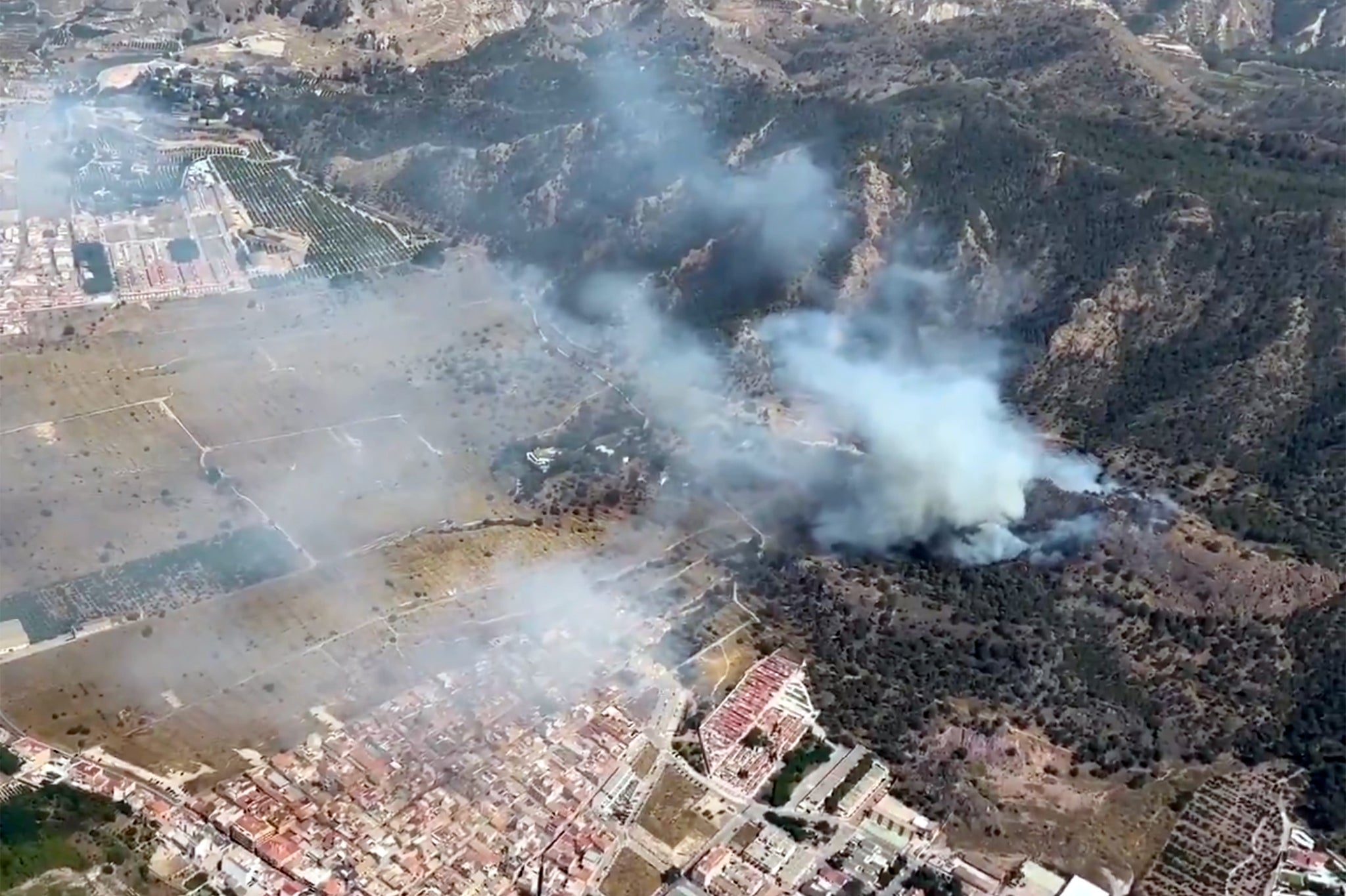 Aerial footage shows swathes of blackened forest