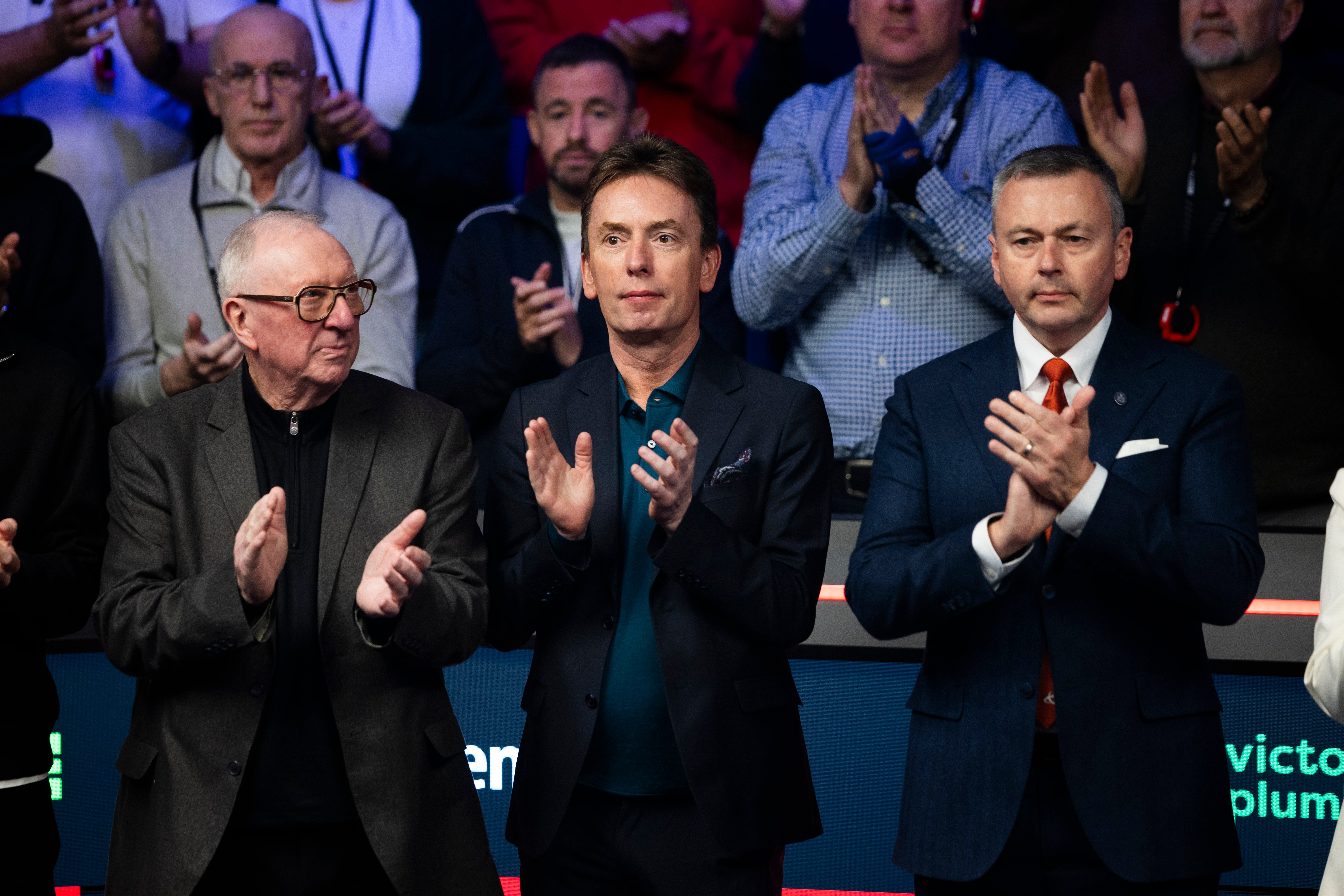 Ken Doherty (centre) has retired from snooker