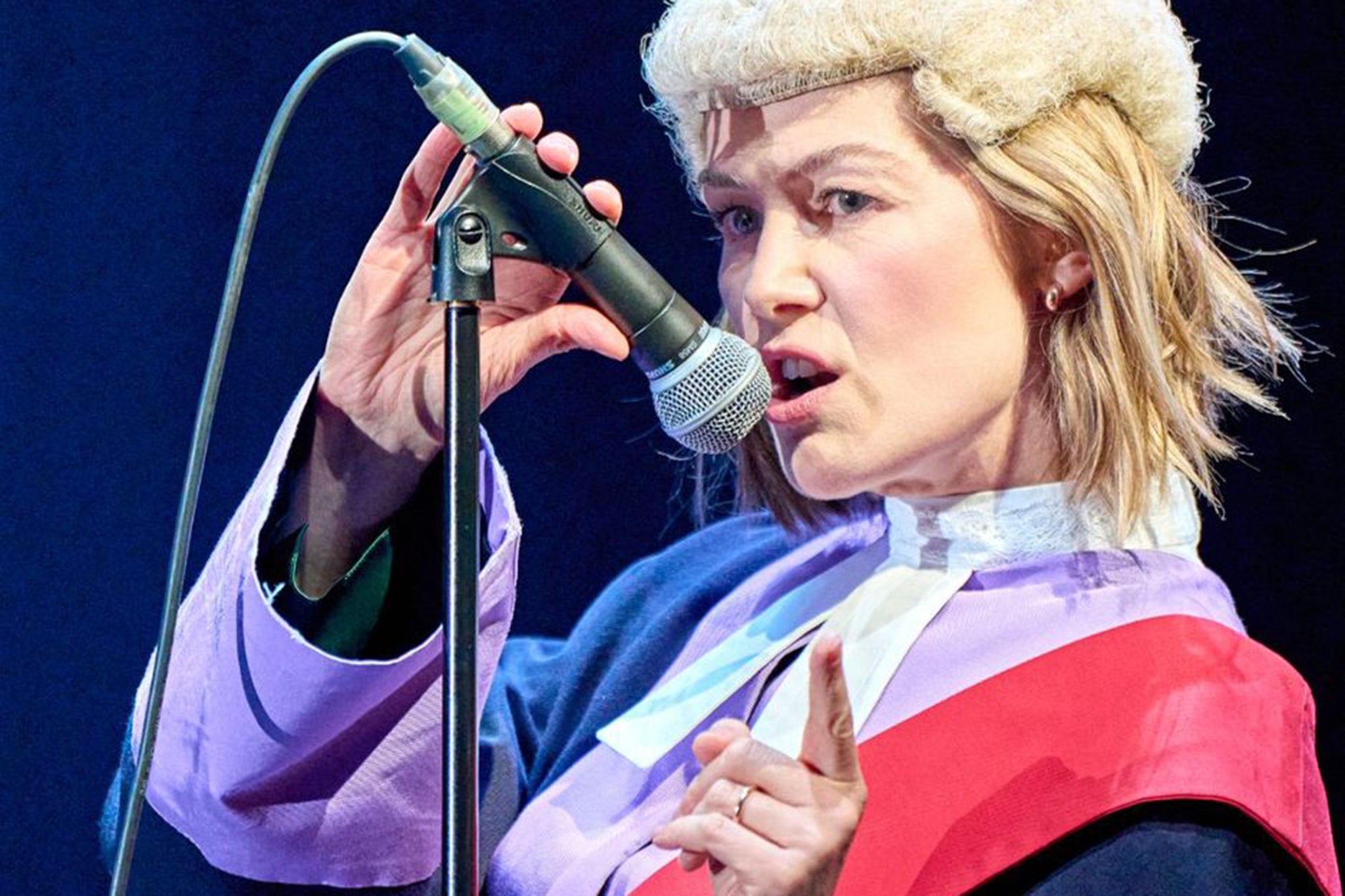 Rosamund Pike called out an audience member for texting during a crucial scene in her play, ‘Inter Alia’