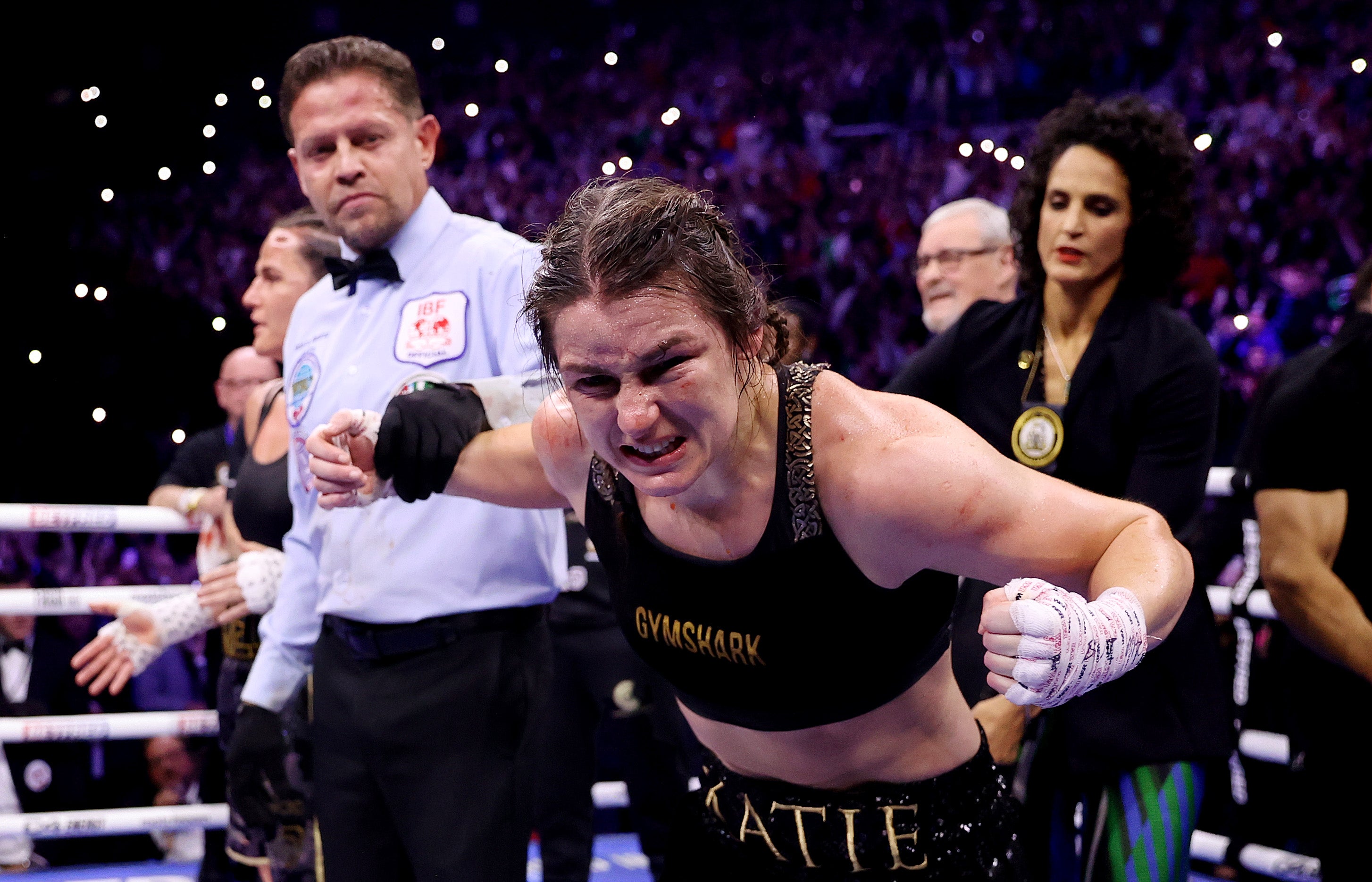 Katie Taylor after her rematch win over Chantelle Cameron in 2023