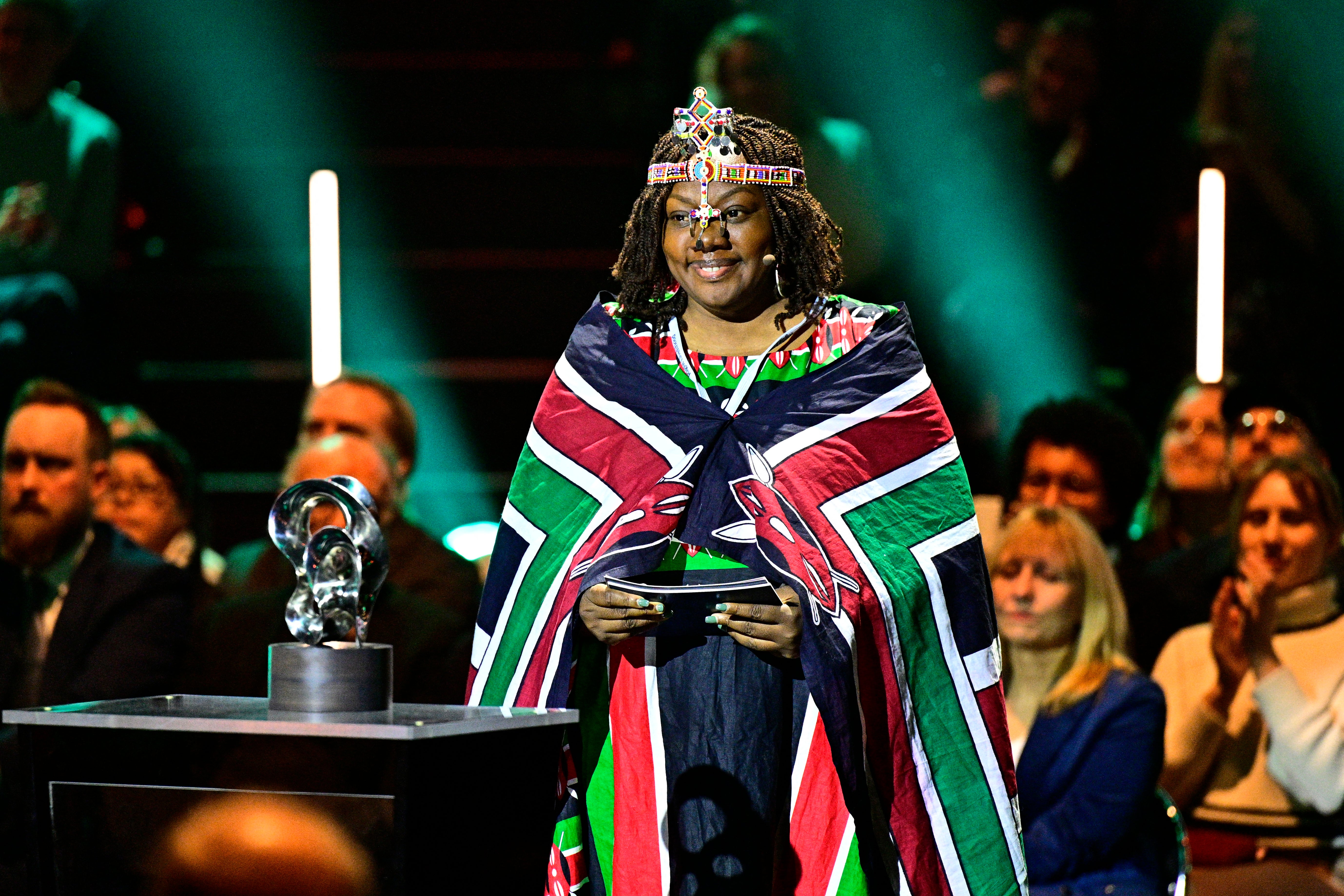 Phyllis Omido, photographed here collecting an award in Stockholm in 2023, is known as the 