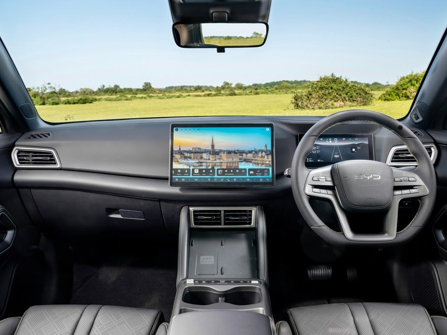 The BYD Atto 2 DM-i's touchscreen works well and is bigger than that of rivals, but feels as though it could be a bit bigger or sit a bit higher (BYD)