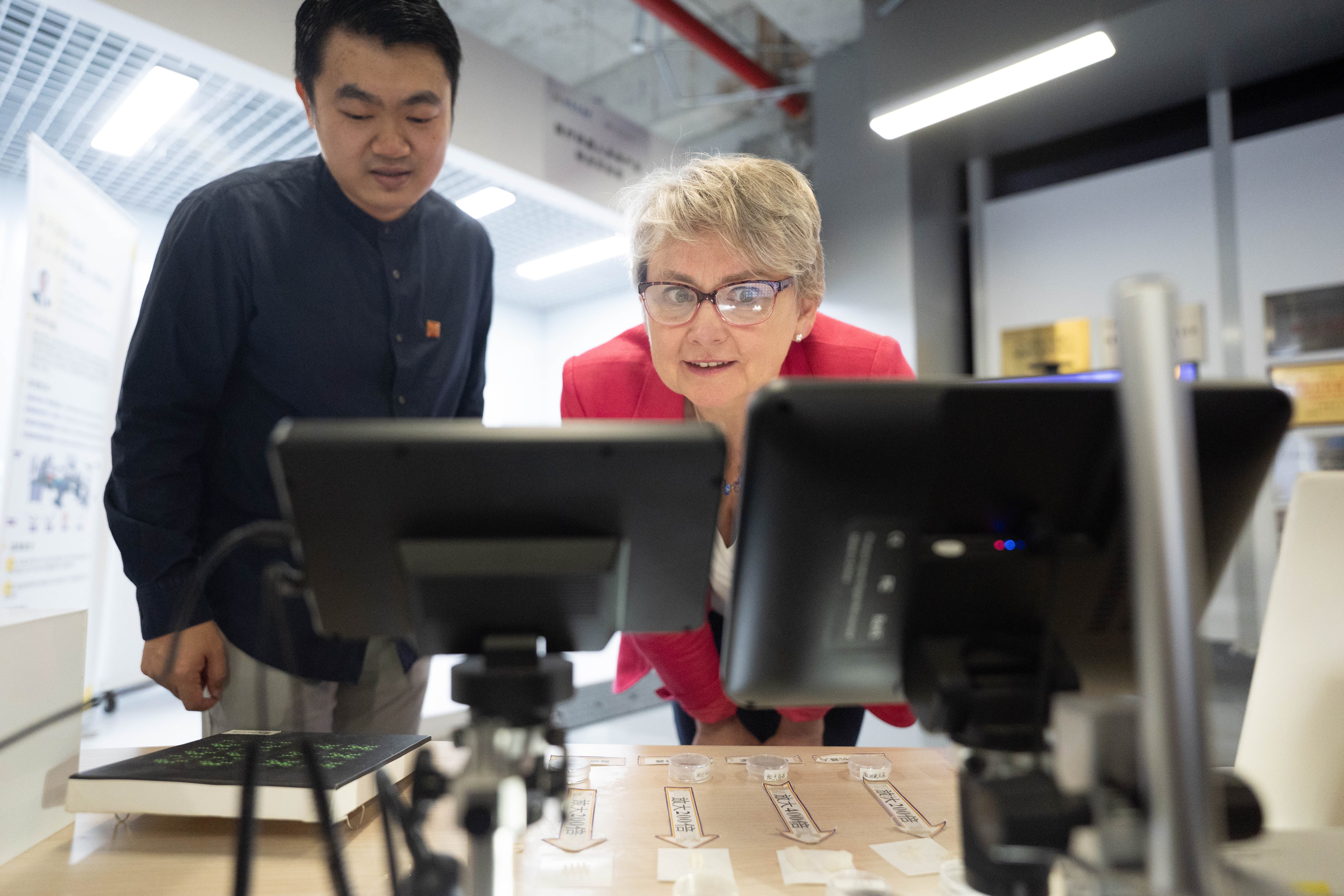 Yvette Cooper during a tour of Shenzhen Institute of Artificial Intelligence and Robotics for Society (PA)