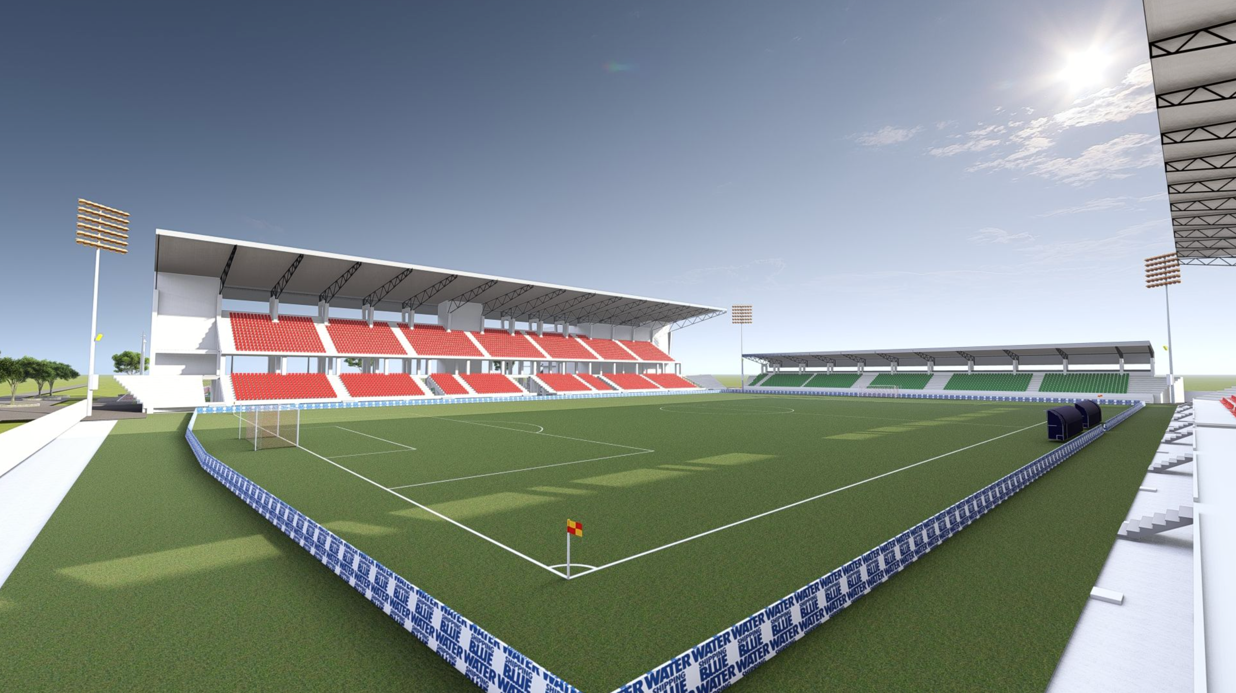 Design of the Blue Water Shipping Stadium set to be built in Georgetown