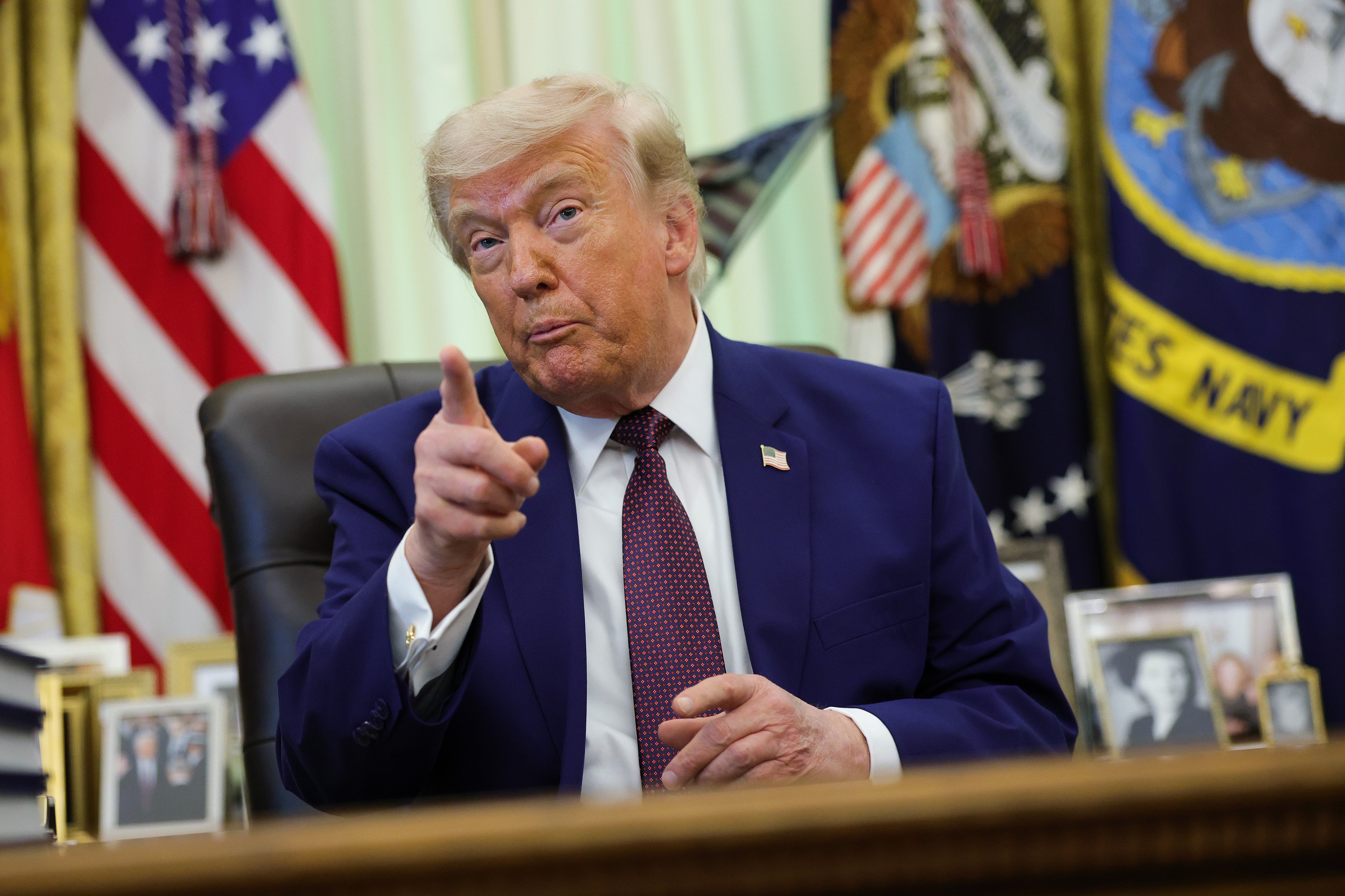 Donald Trump speaks during an event in the Oval Office of the White House on June 03, 2026