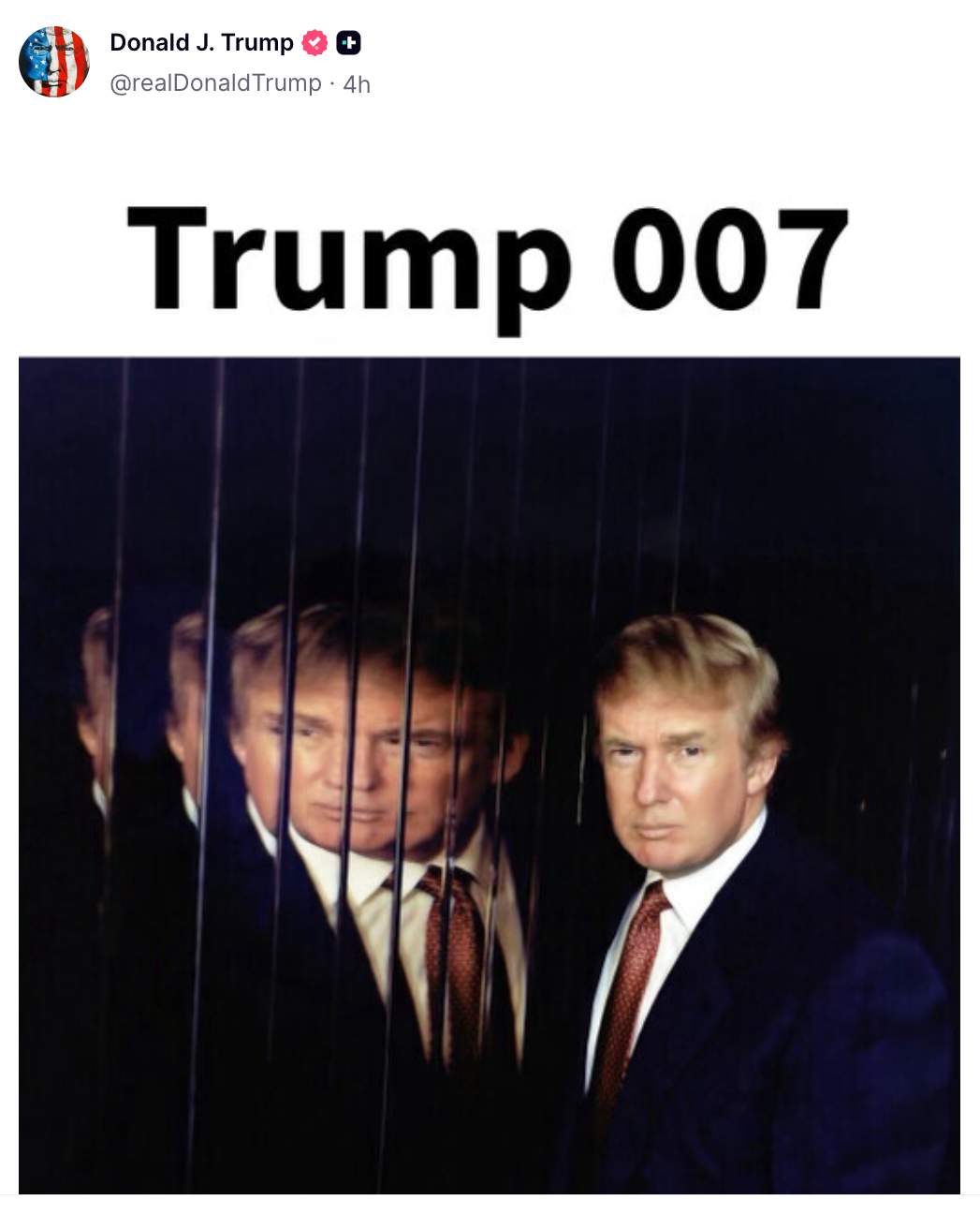 President Donald Trump has compared himself to James Bond in his latest meme on Truth Social