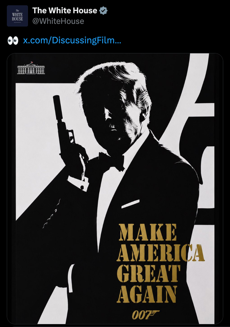 The White House also posted a meme of Trump as 007 in May (The White House/X)
