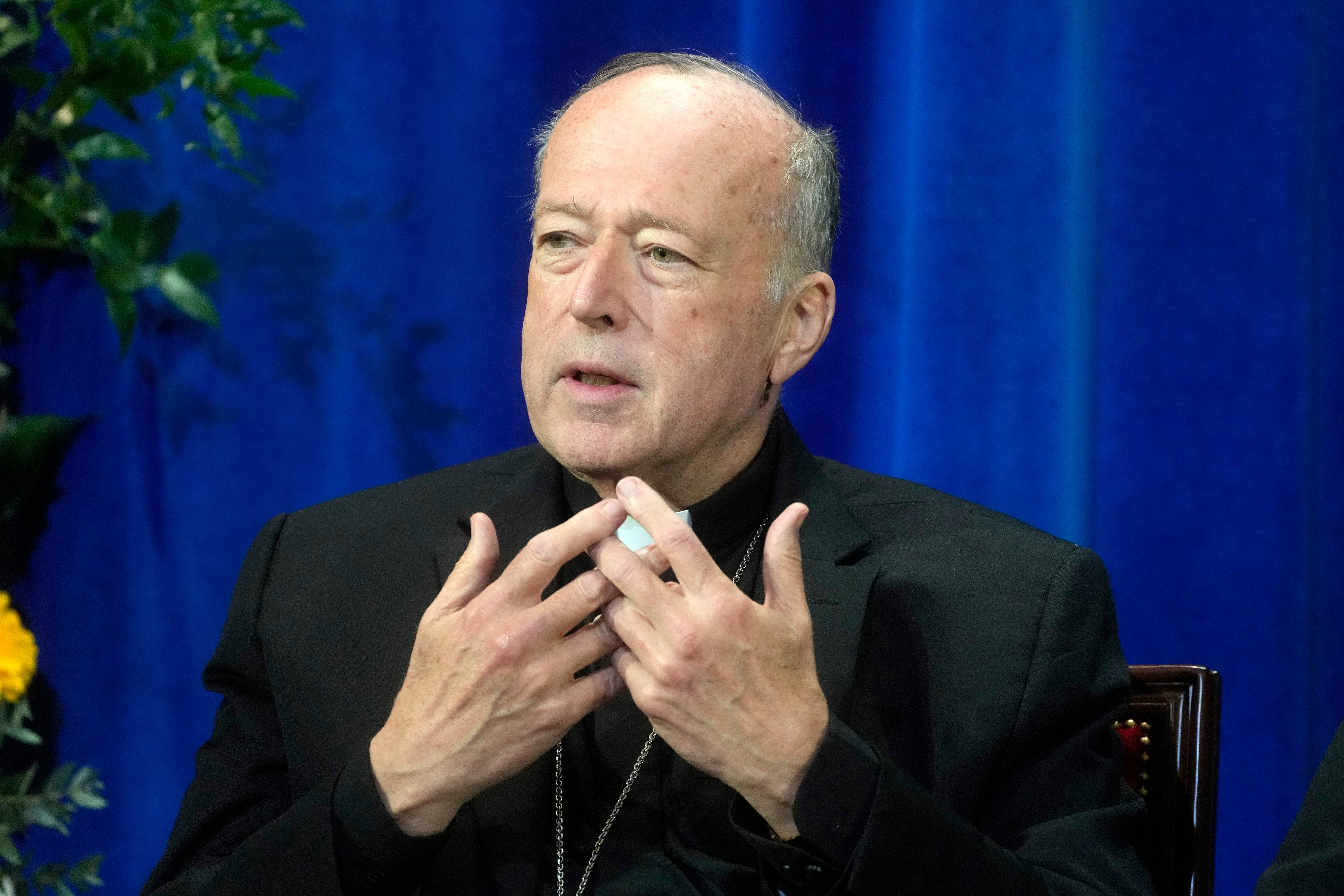 Cardinal Robert McElroy of Washington attends a press conference at the North American College in Rome, Friday, May 9, 2025. (AP Photo/Gregorio Borgia,File)