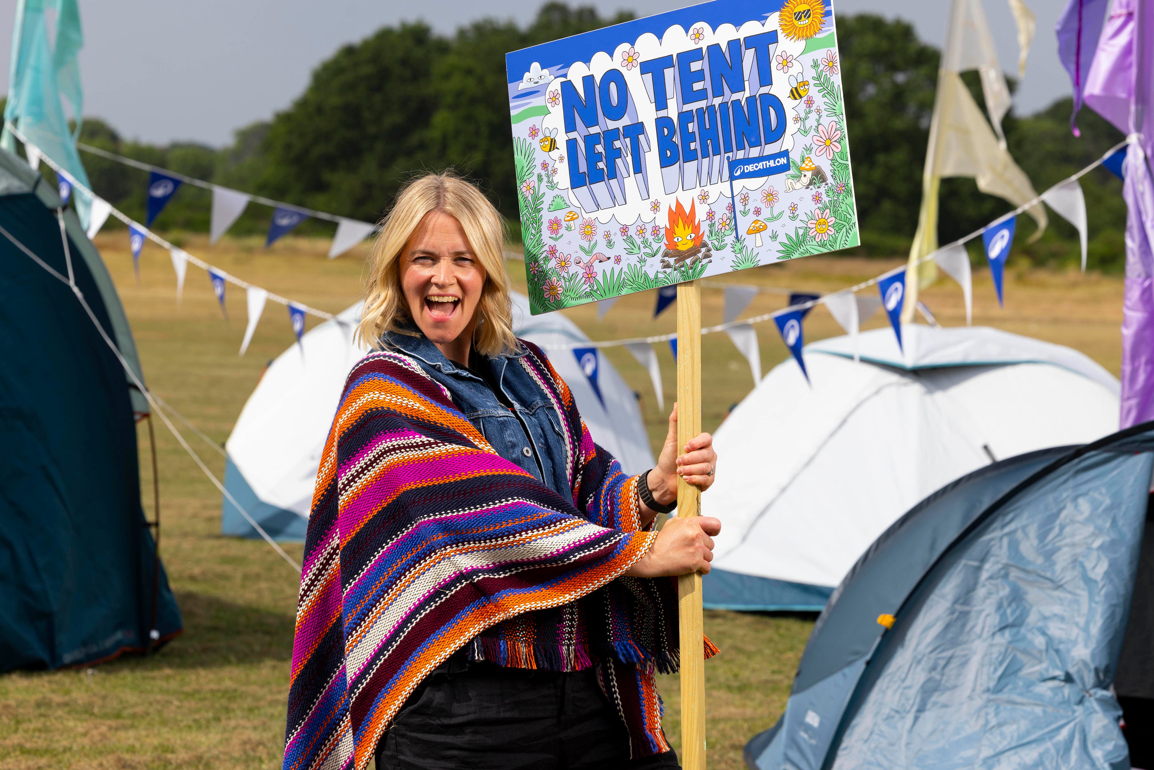 Edith Bowman is backing a campaign by Decathlon who are offering to buy back used tents to help prevent them being abandoned at music festivals this summer (PA)