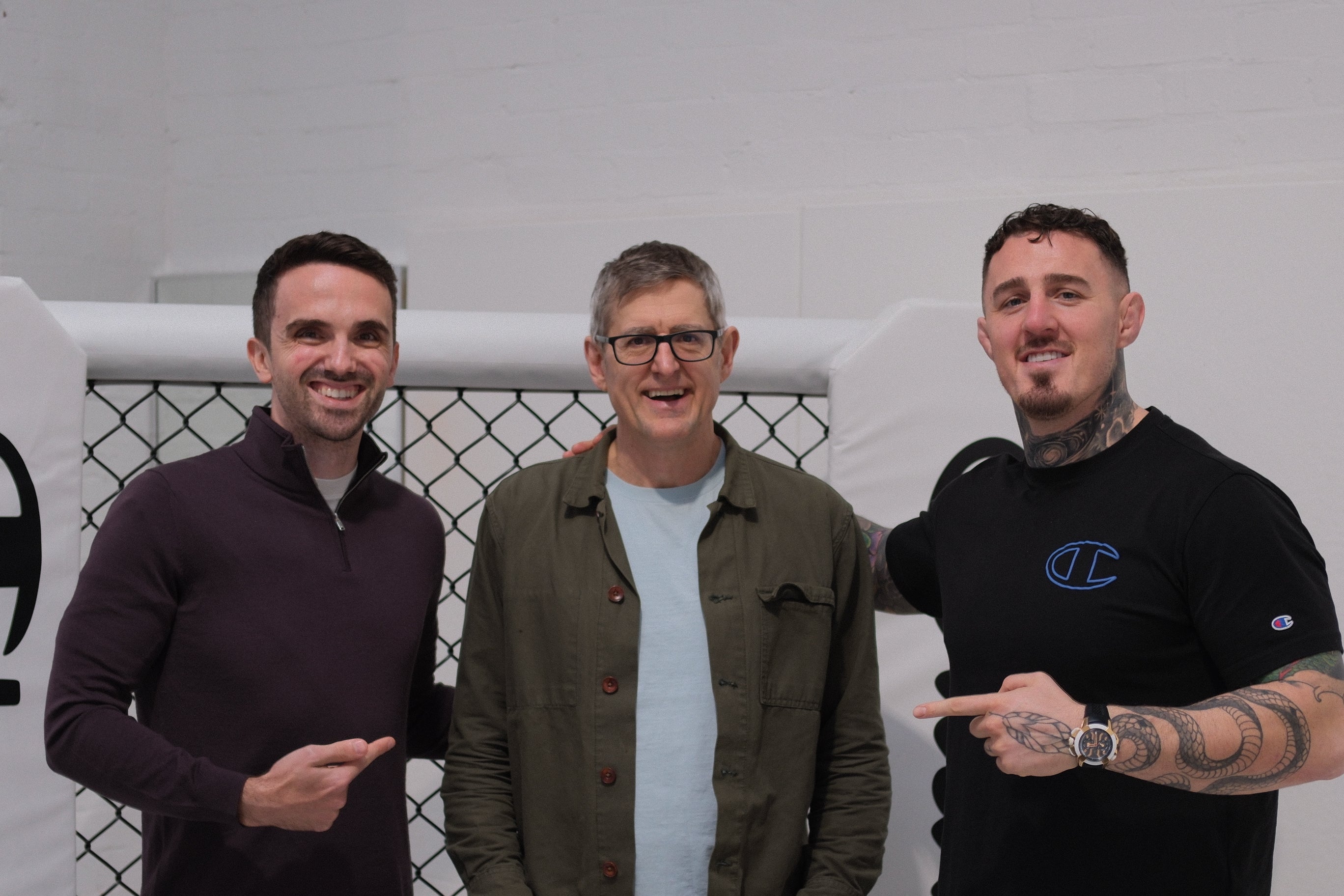 Aspinall with Louis Theroux (centre) and co-host Charlie Gibson (The Inner Game)