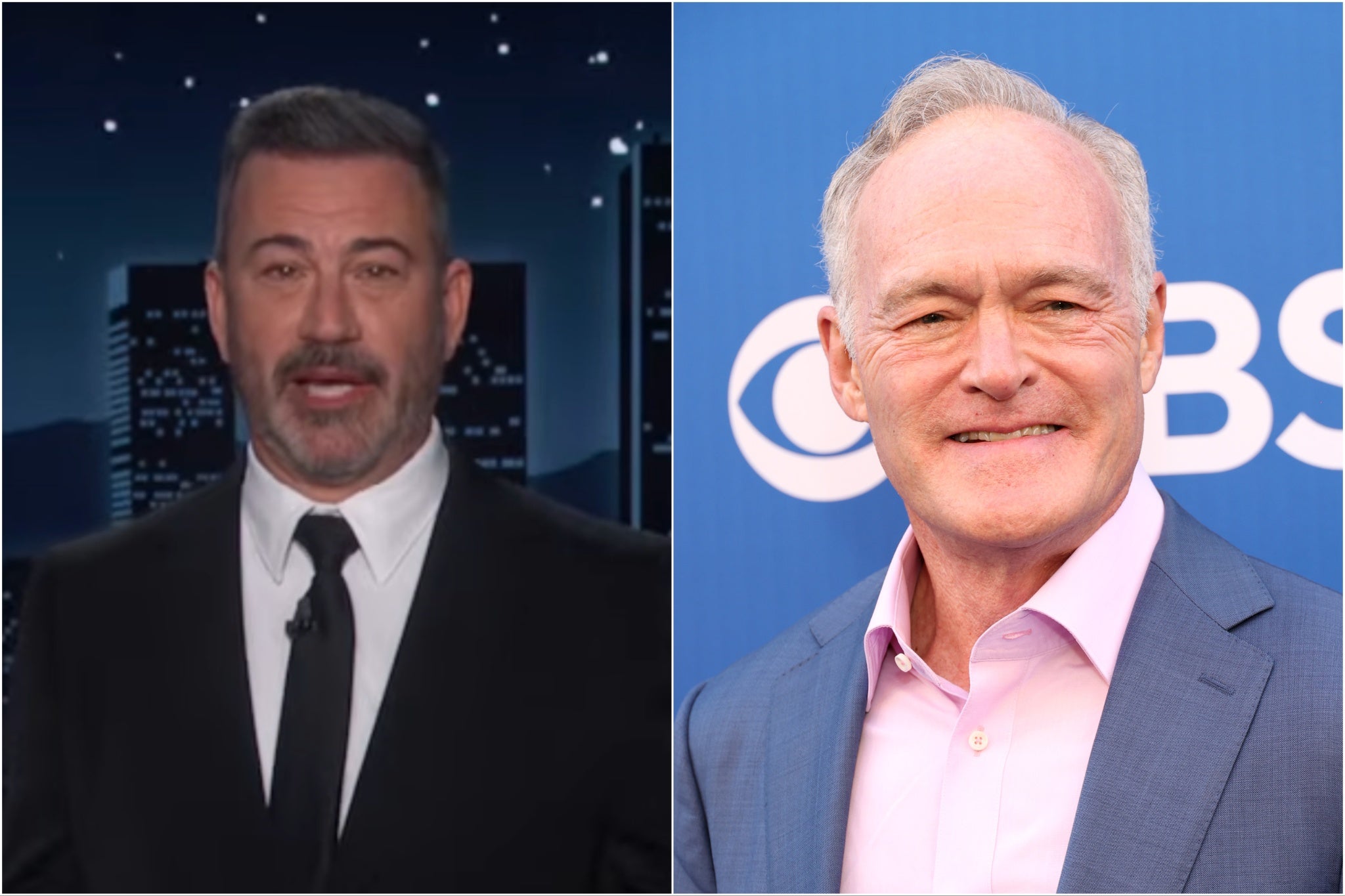 Jimmy Kimmel rotulou a CBS de 'Sugar Trump' pela demissão do correspondente do '60 Minutes' Scott Pelley (à direita)