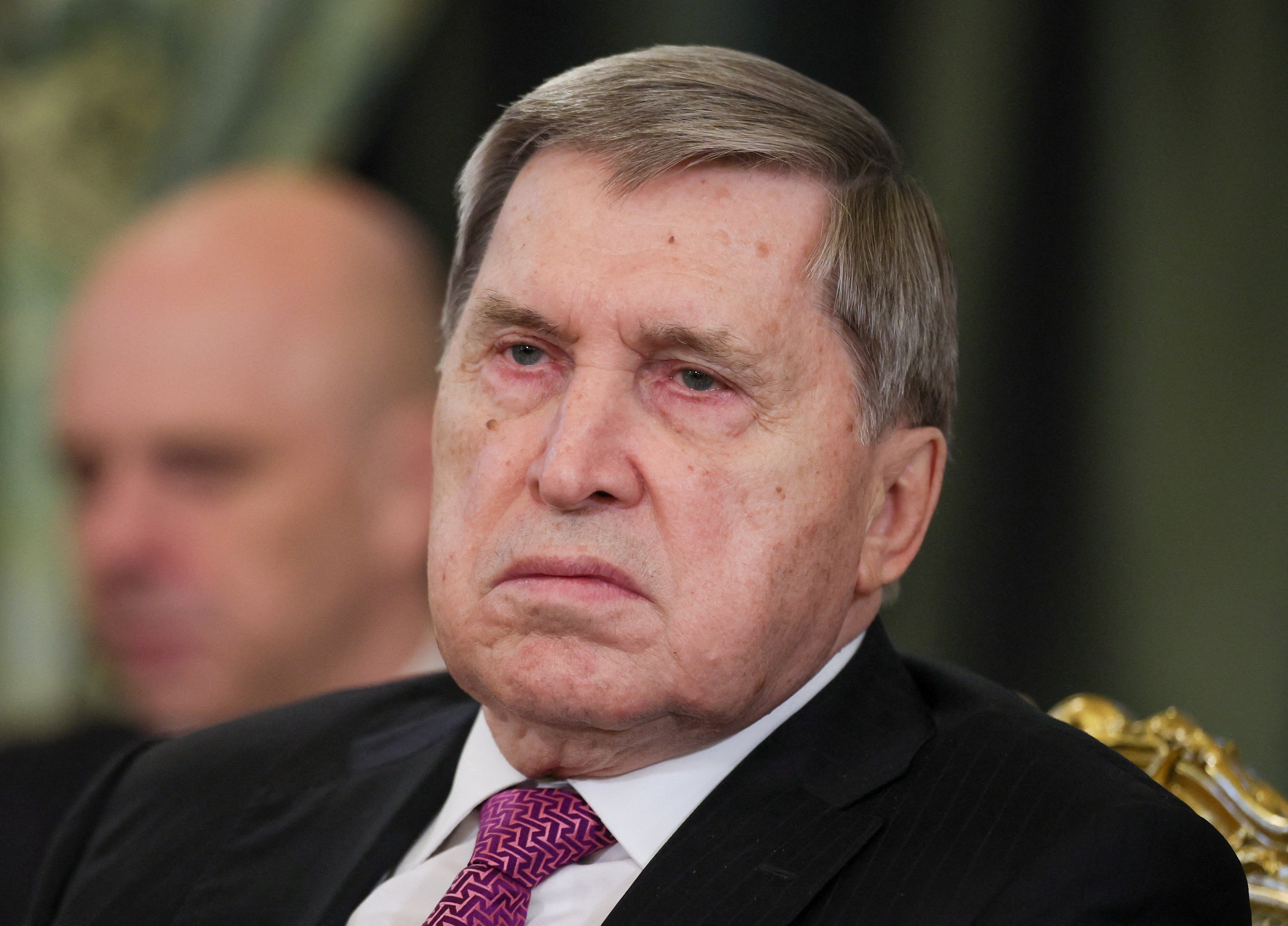 Foreign policy presidential aide Yuri Ushakov attends a meeting of Russia's President Vladimir Putin with Tanzania's President Samia Suluhu Hassan at the Kremlin in Moscow, Russia June 3, 2026. REUTERS/Ramil Sitdikov/Pool