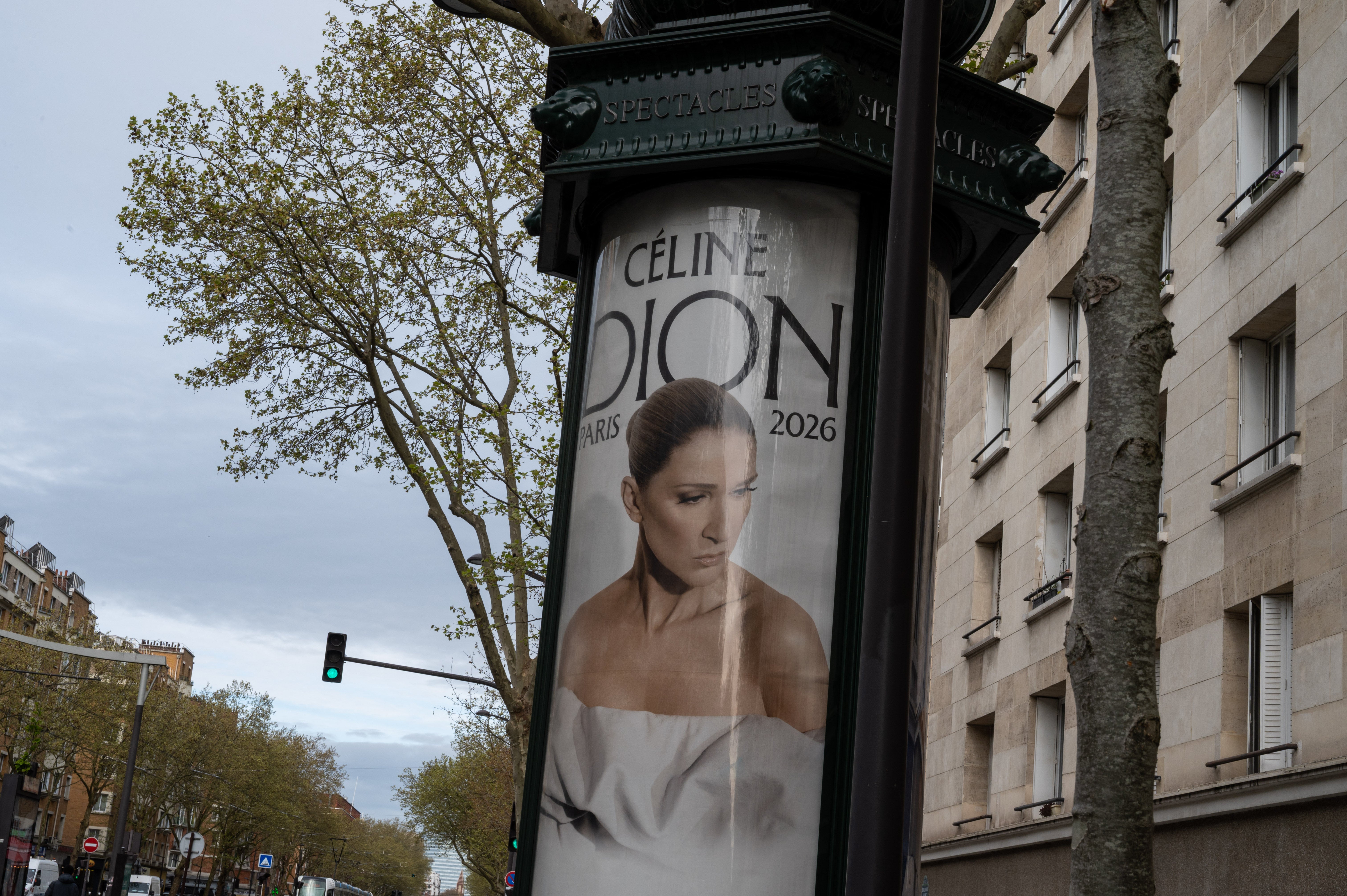A poster in Paris for Celine Dion’s upcoming concerts