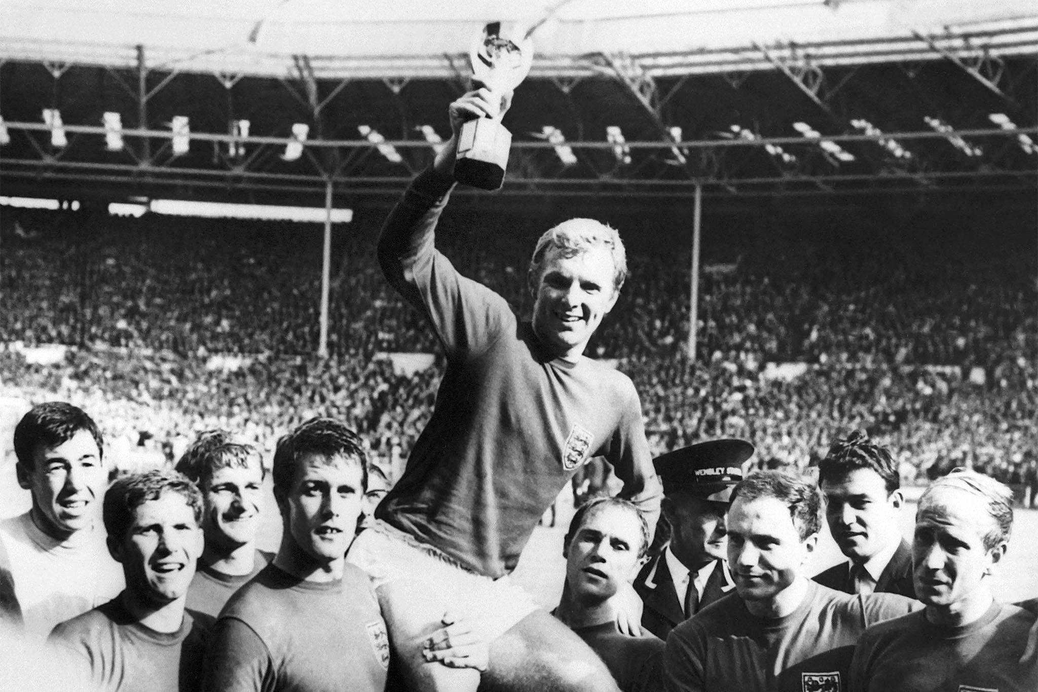 English football’s defining moment came on home soil as Sir Alf Ramsey’s side won the tournament (AFP/Getty)