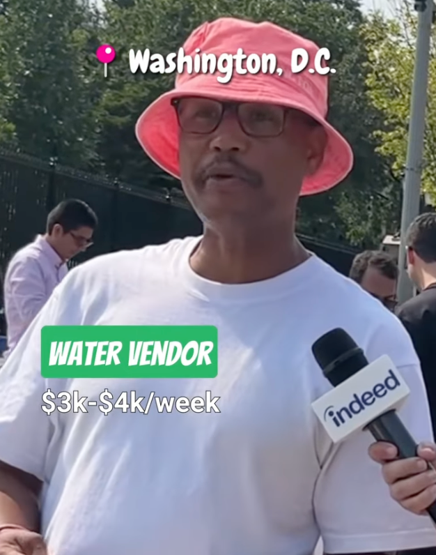 A water vendor in Washington, D.C., told Williams he makes $3,000 to $4,00 every week