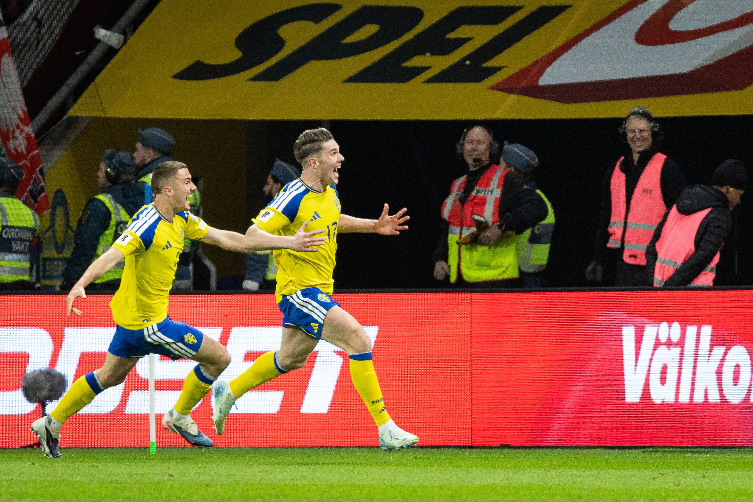 Viktor Gyokeres celebrates his winning goal against Poland