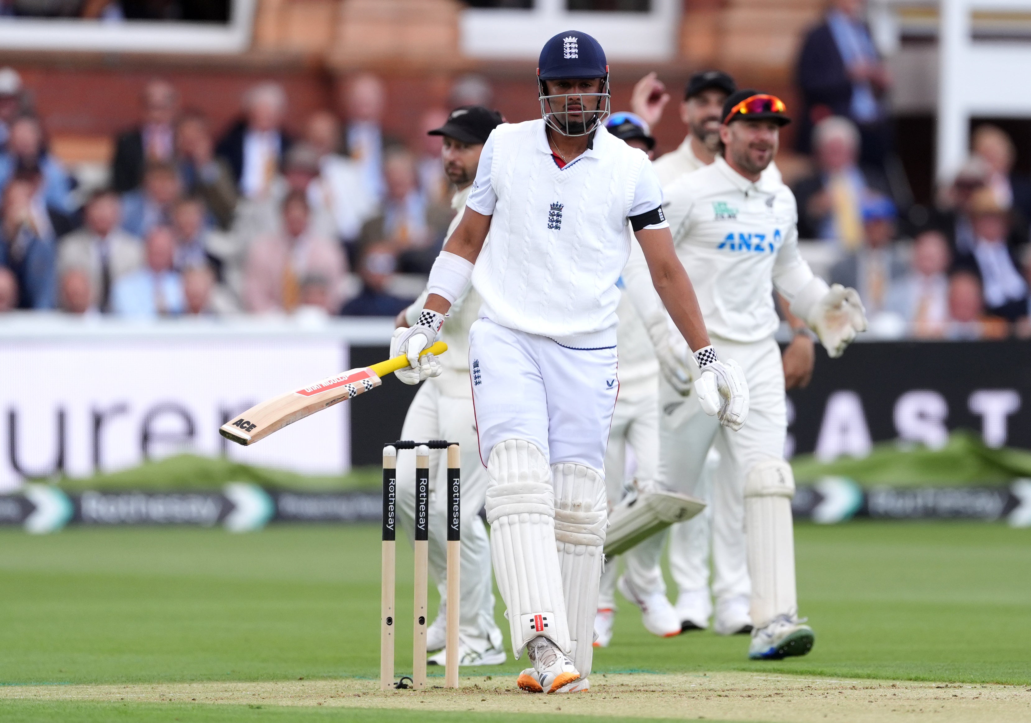 Debutant Emilio Gay was caught out by New Zealand’s Daryl Mitchell for eight (Ben Whitley/PA) (PA Wire)