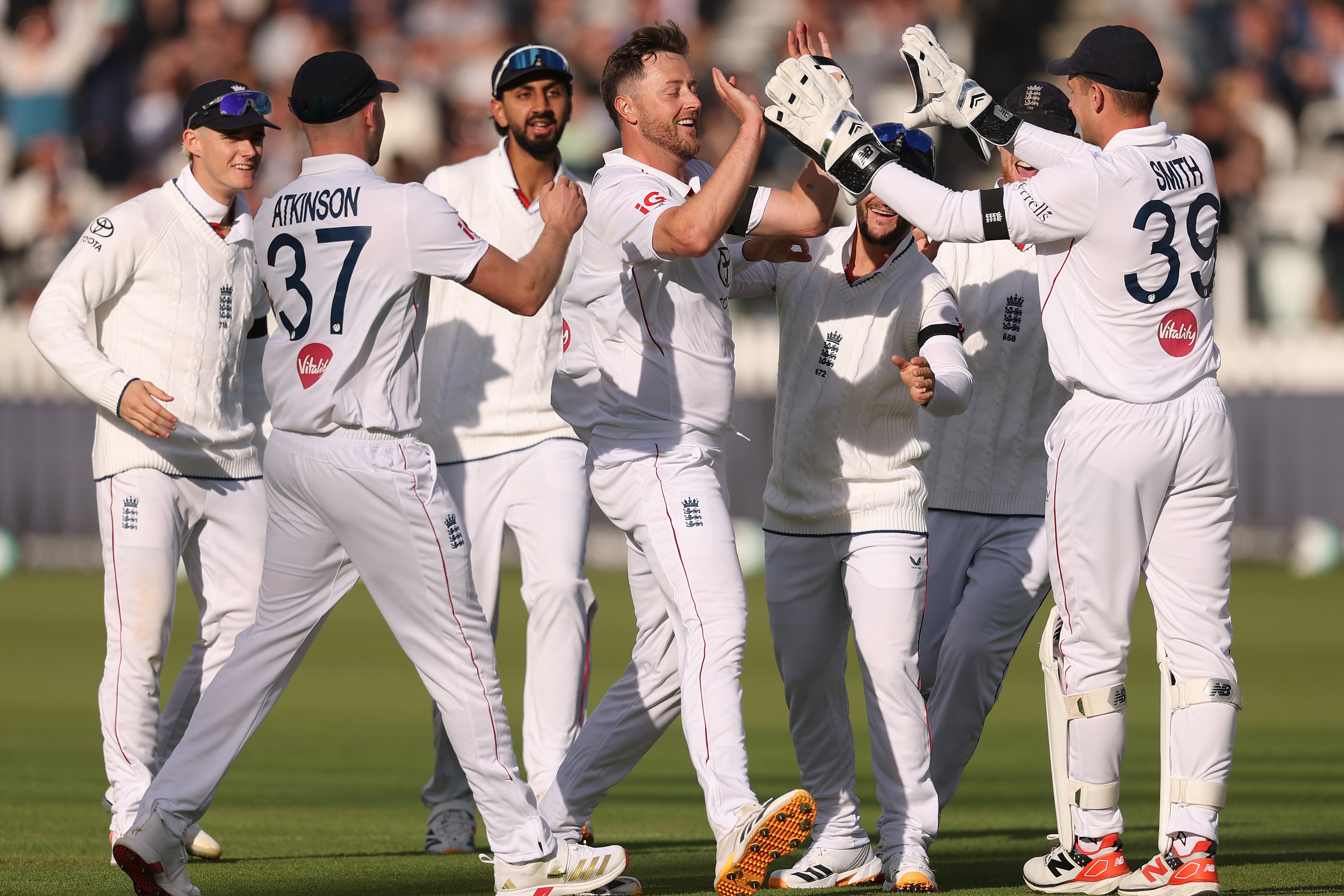 Ollie Robinson struck three times in his first over on his return to Test cricket (Getty)