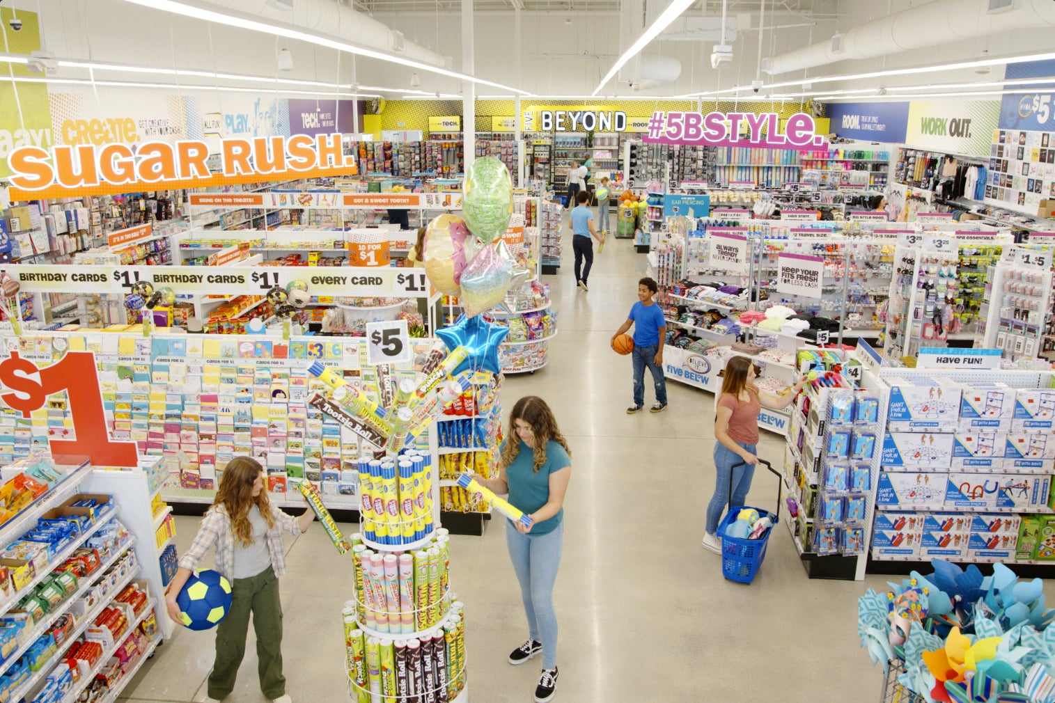 The Five Beyond section, seen here in the back of the photo, was marked with a yellow banner