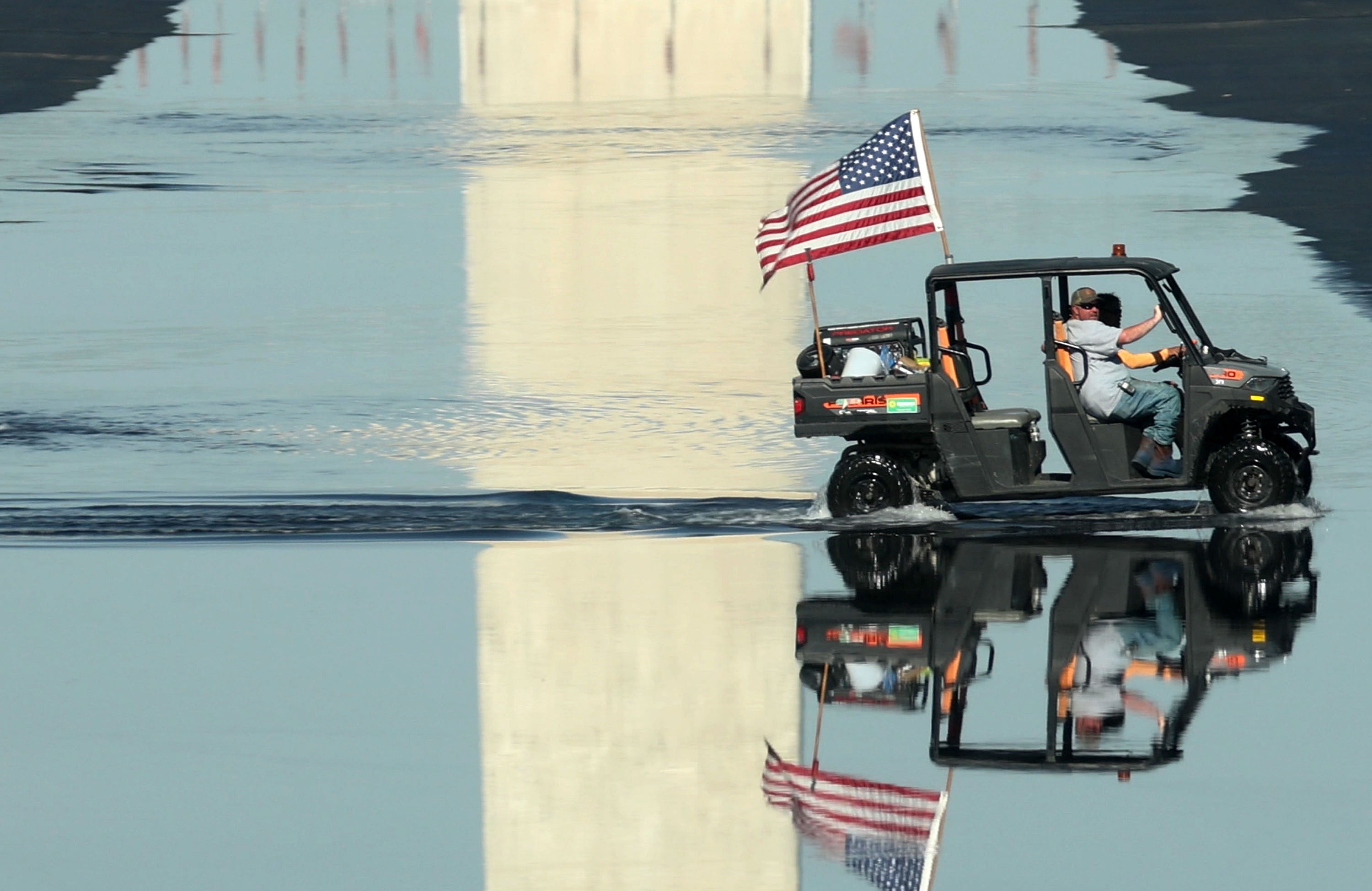 On Thursday evening, the White House announced that the water for the reflecting pool had started flowing